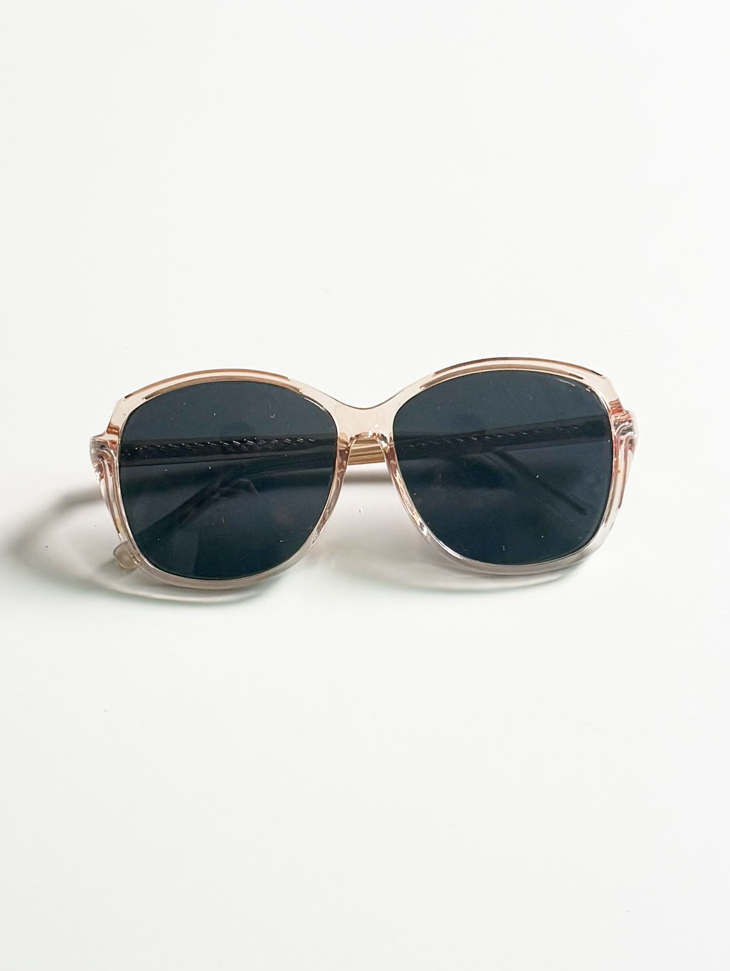 Champagne Crystal Clear Two-Tone Bold Square Sunglasses