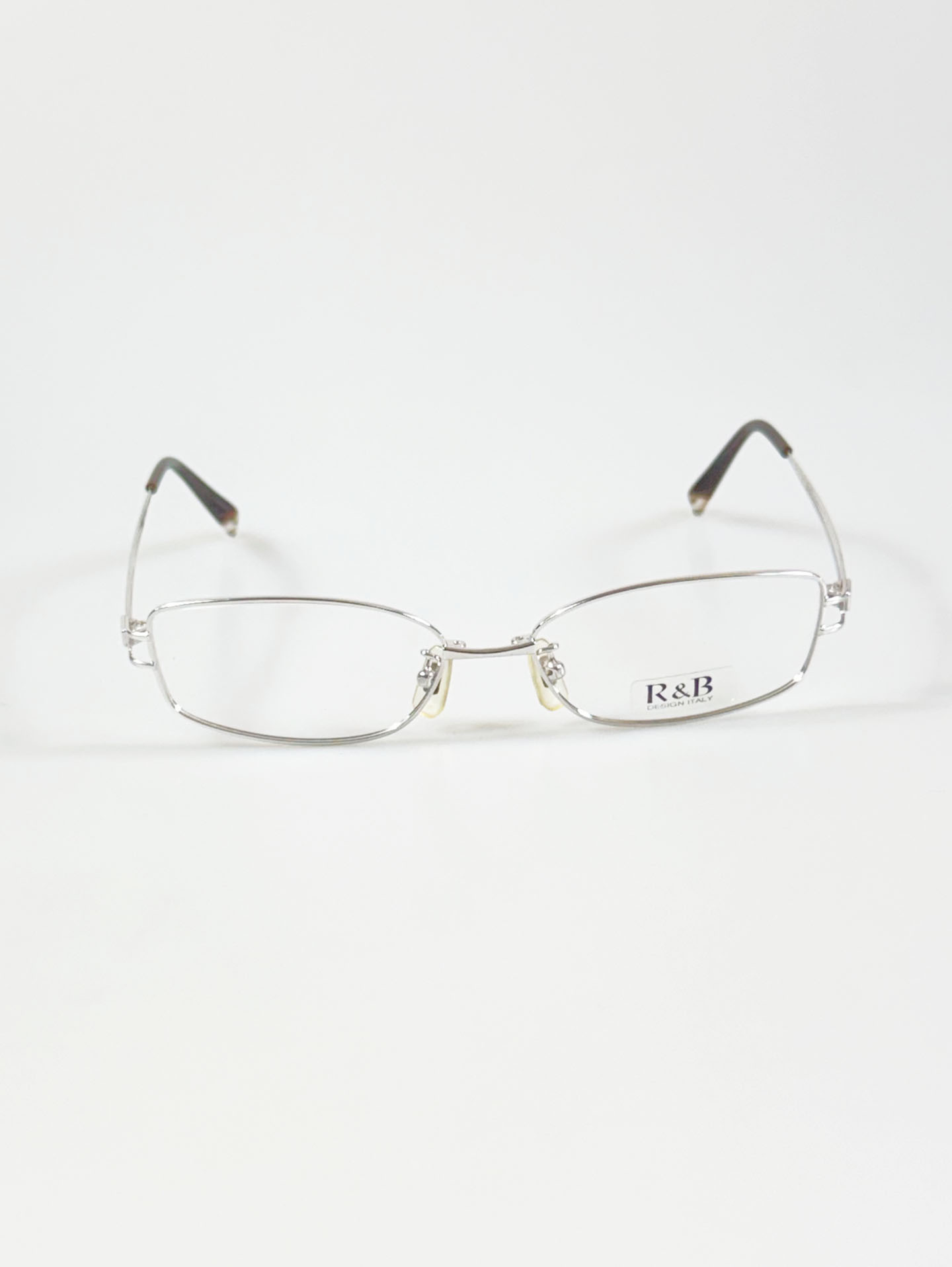 R&B Eyewear Silver Slim Square Metal Glasses