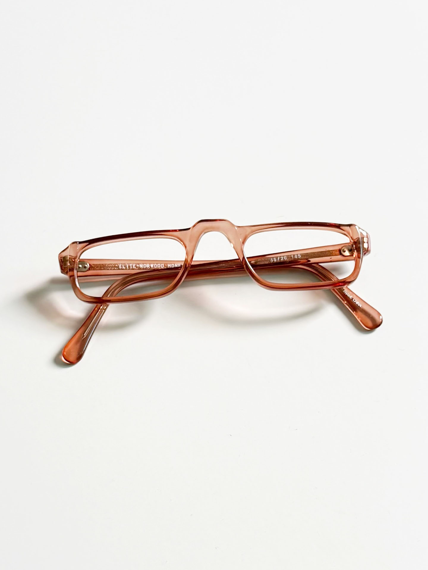 90's ELITE Honey Brown Transparent Square Acetate Horn-Rim Glasses