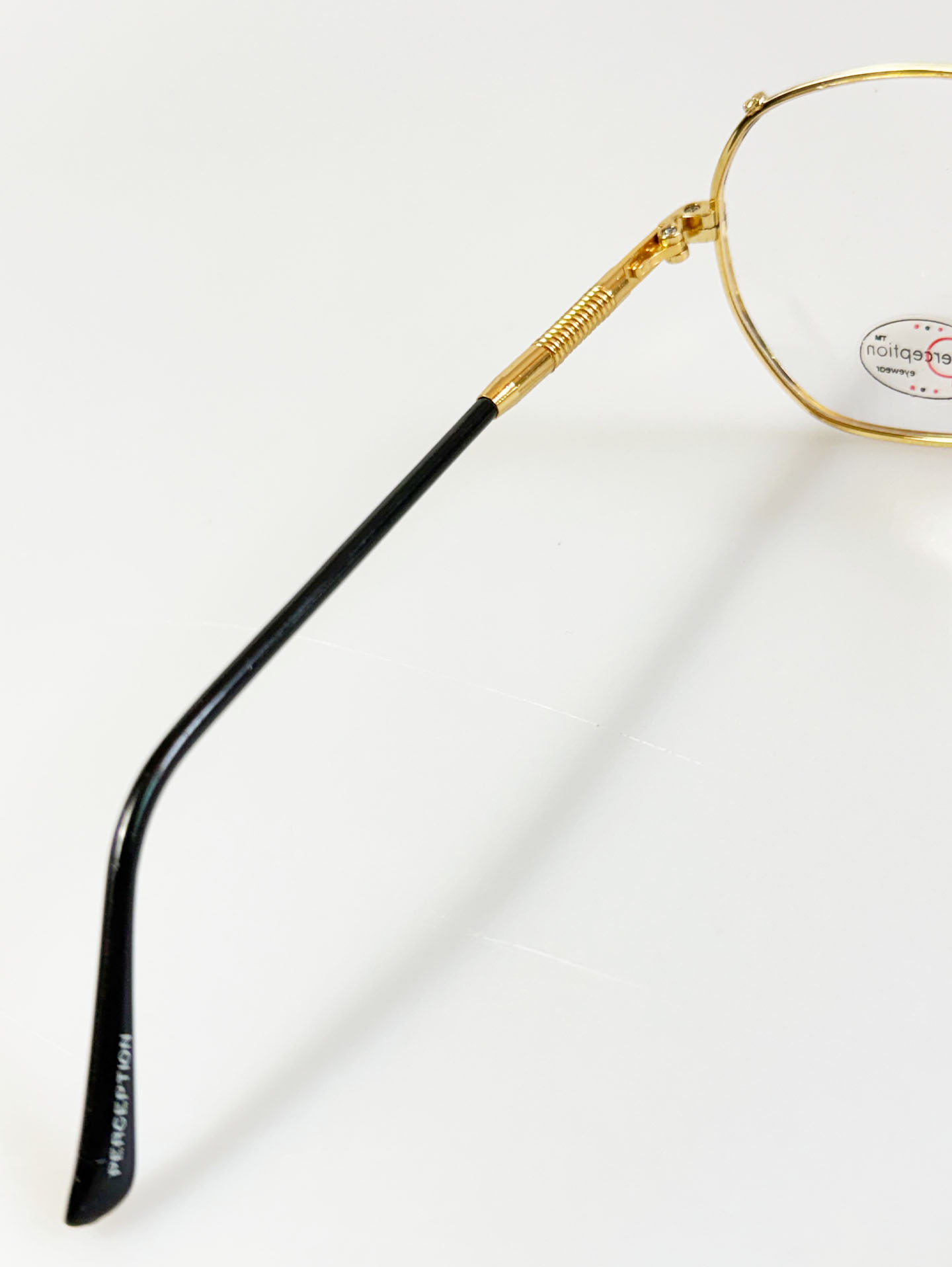 90's PERCEPTION Eyewear Gold Black Geometric Metal Frame Glasses