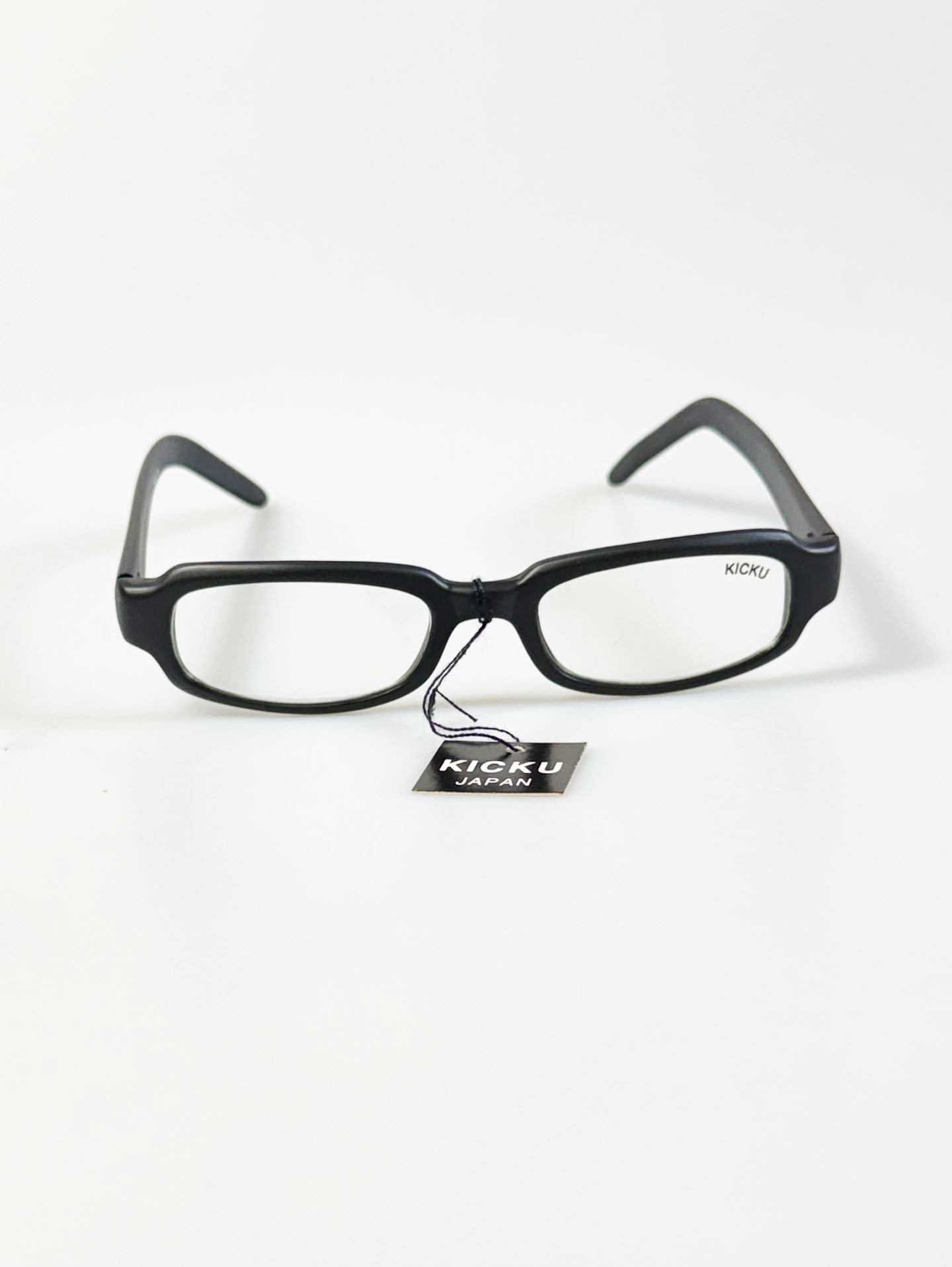 90's KICKU JAPAN Matte Black Square Horn-Rim Glasses