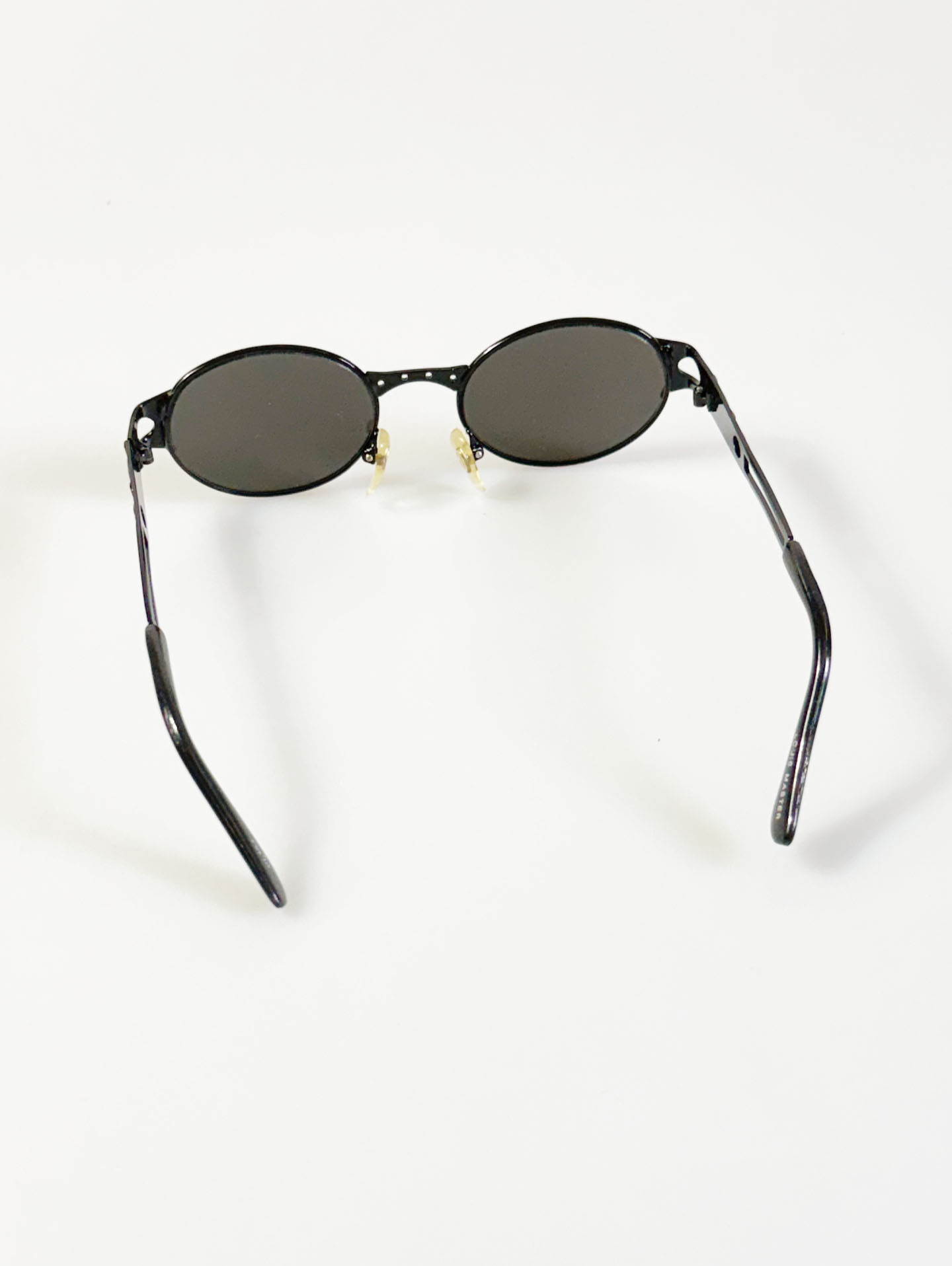 90's LOUIS MASTER Black Slim Oval Metal Sunglasses