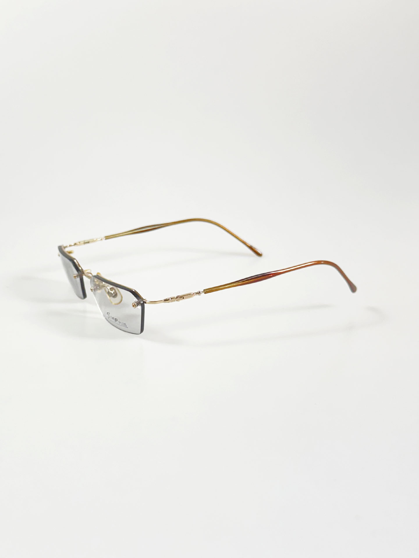 JEEP Gold Rimless Square Metal Glasses