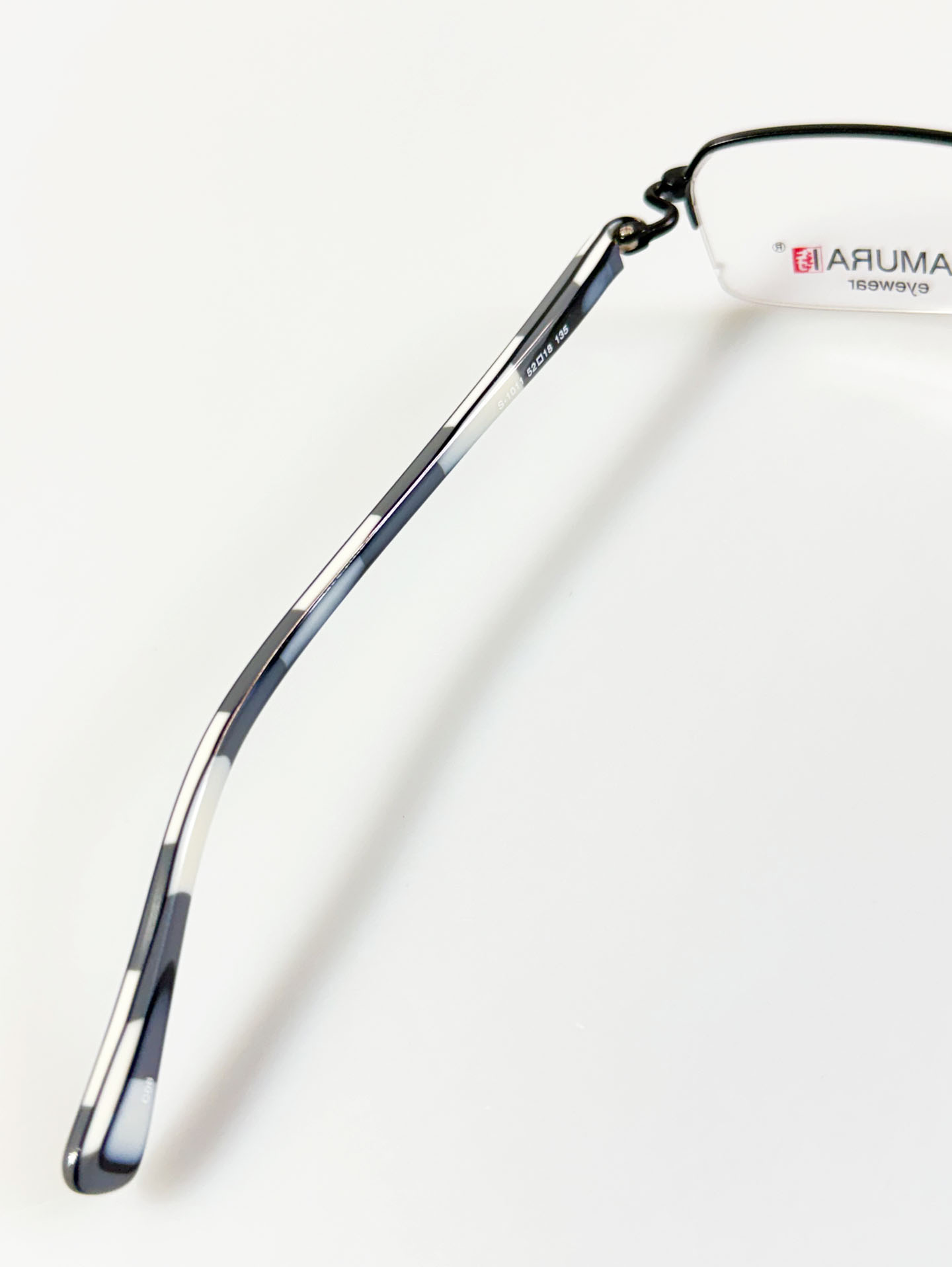 SAMURAI Eyewear Black Half Rim Square Metal Frame Glasses
