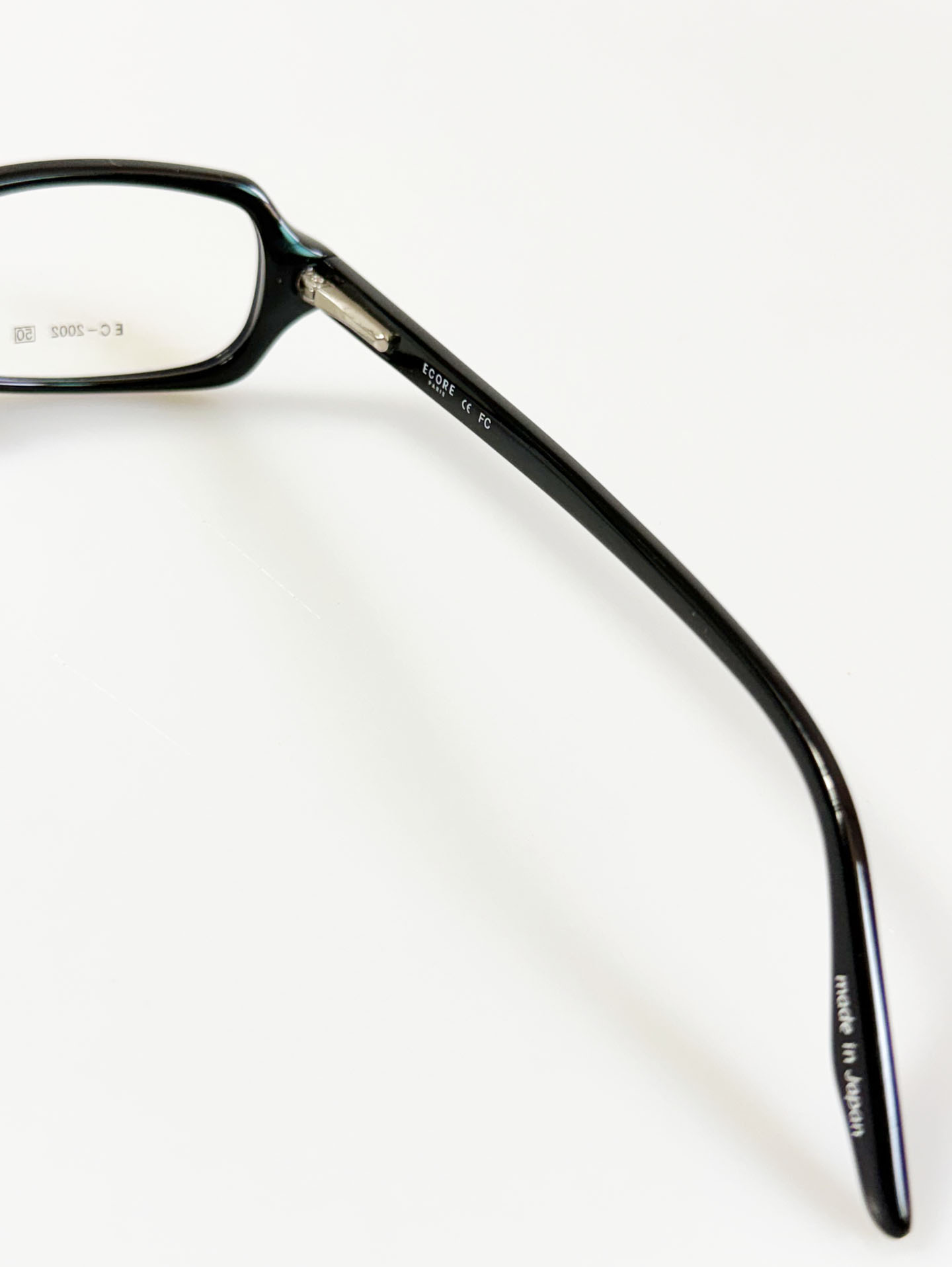 ECORE PARIS Black Slim Square Horn-Rim Glasses