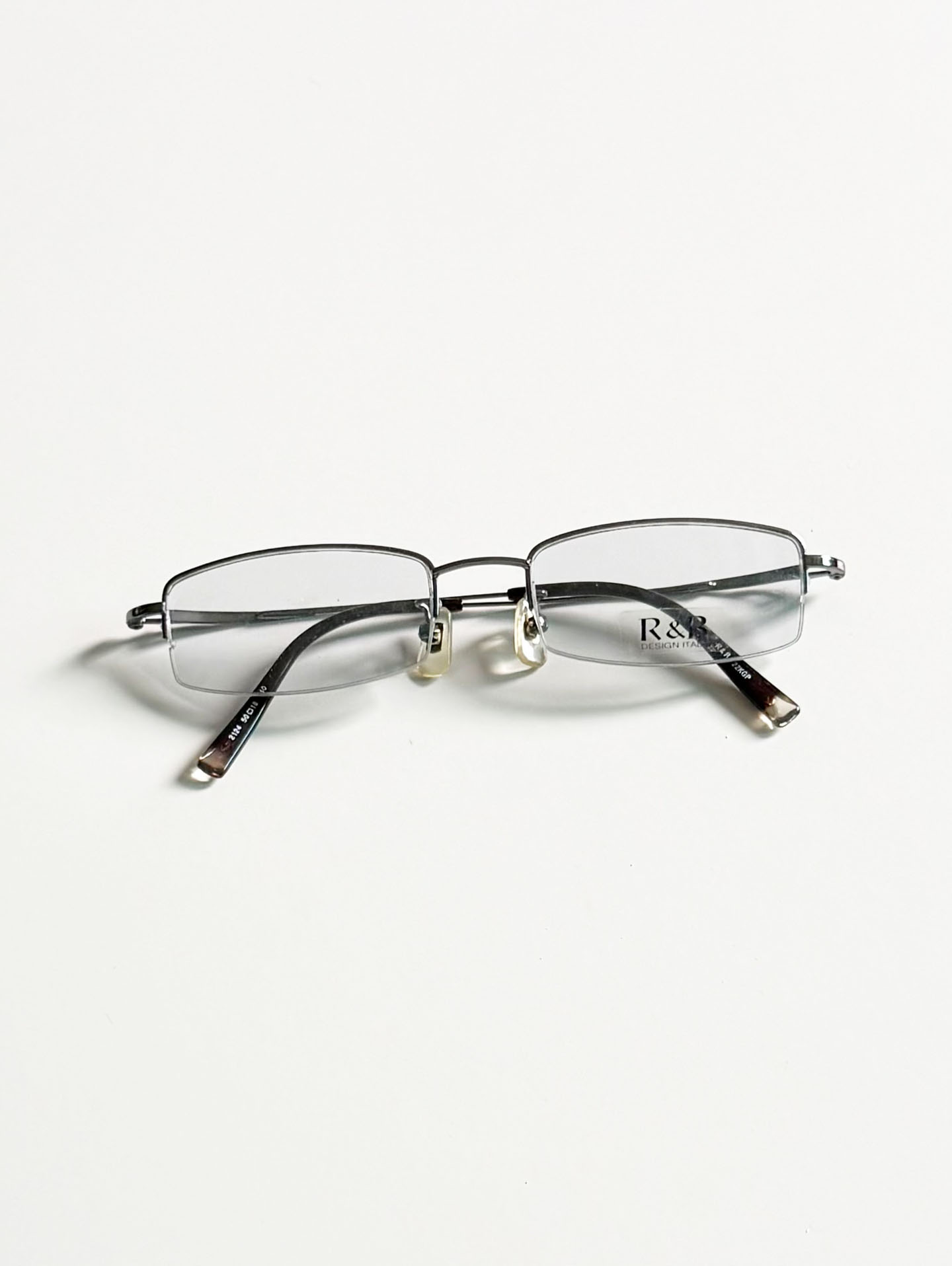 R&B Eyewear Half-Rim Square Gunmetal Frame Glasses