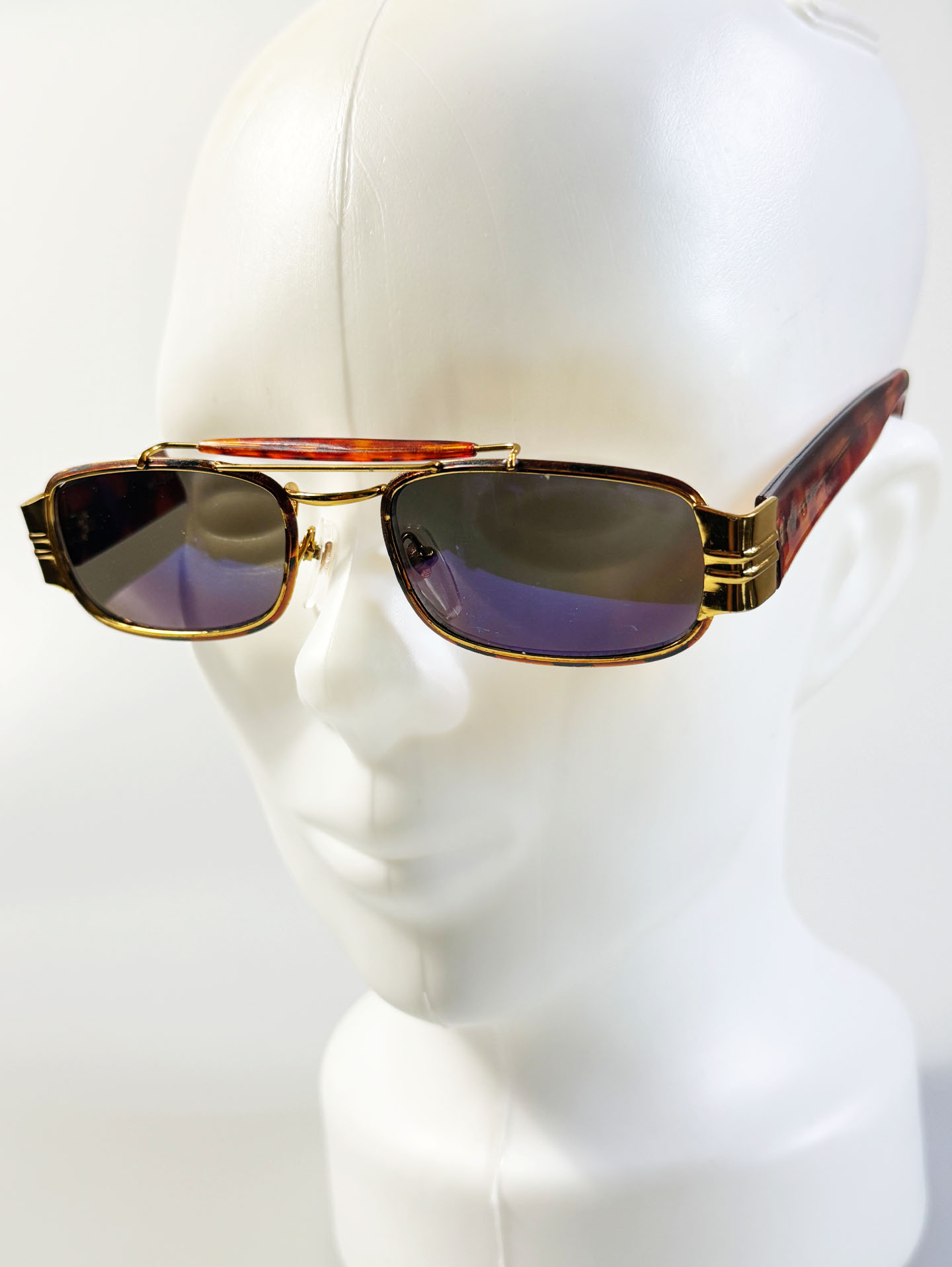 90's VINNY Gold Double Bridge Square Metal Sunglasses
