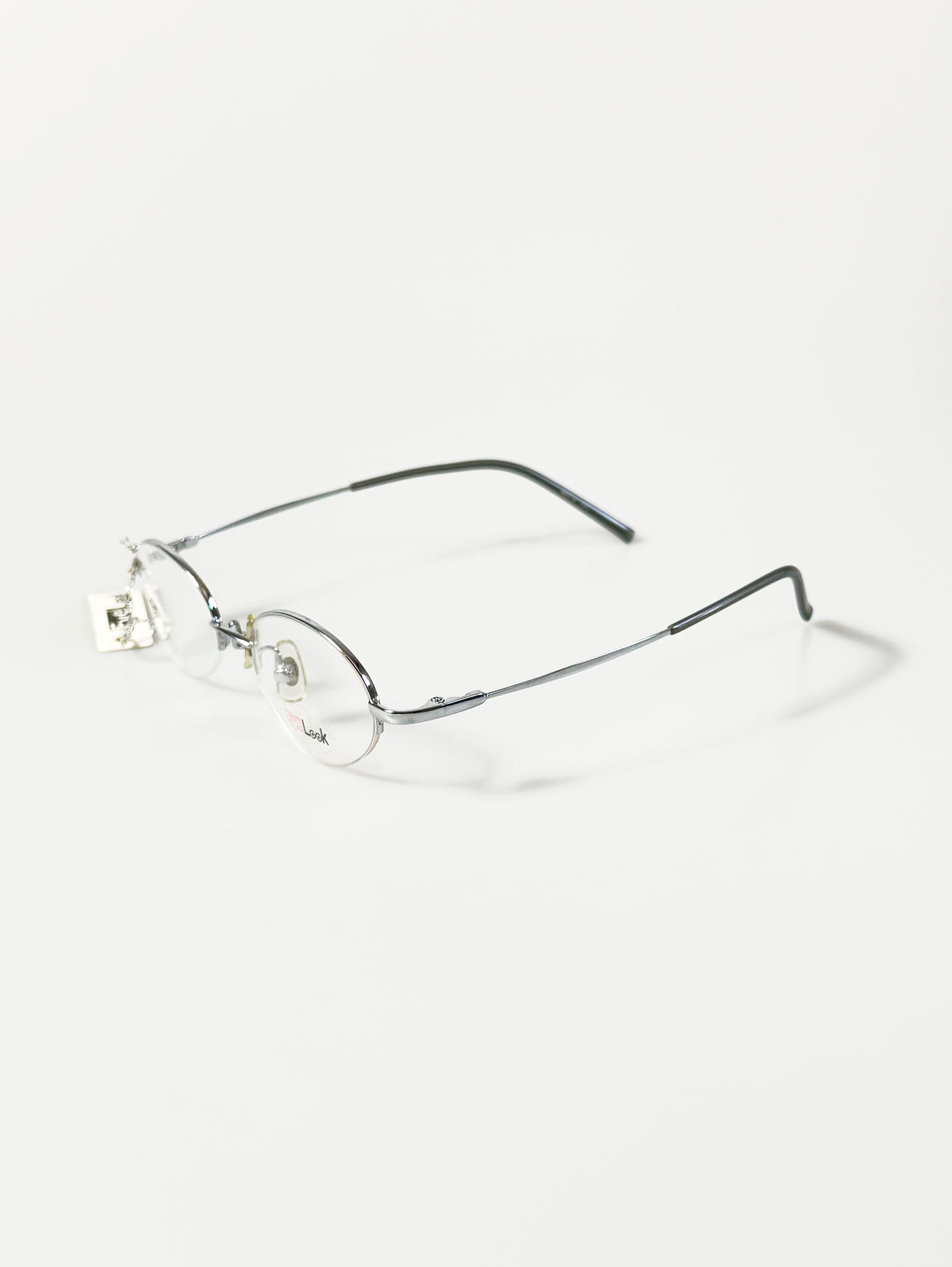 EyeLook Slim Silver Half-Rim Metal Oval Frame Glasses