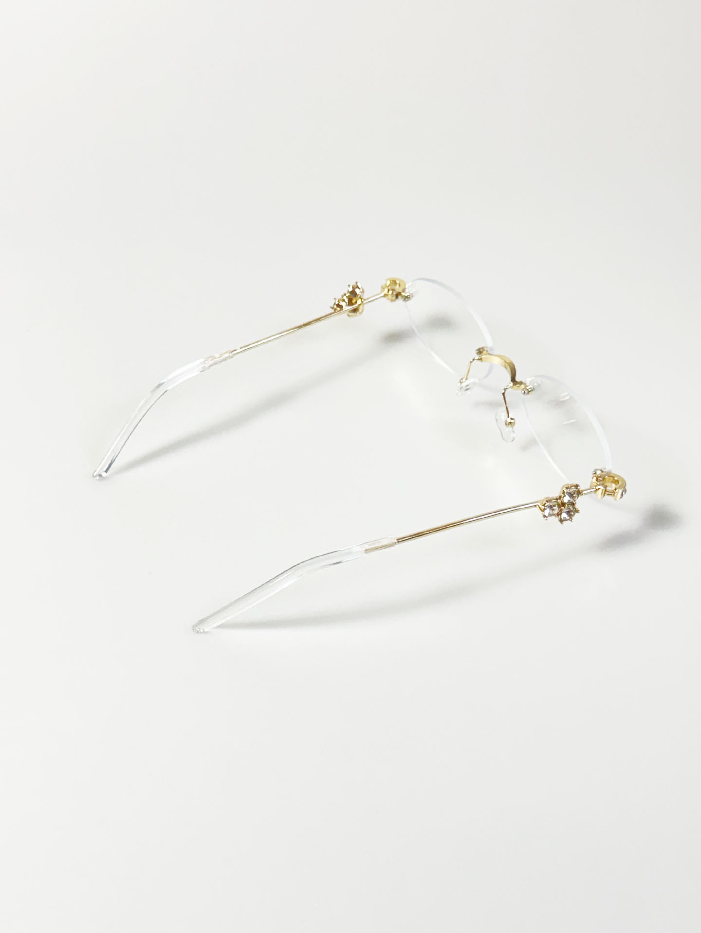 Gold Metal Rimless Oval Frame Glasses