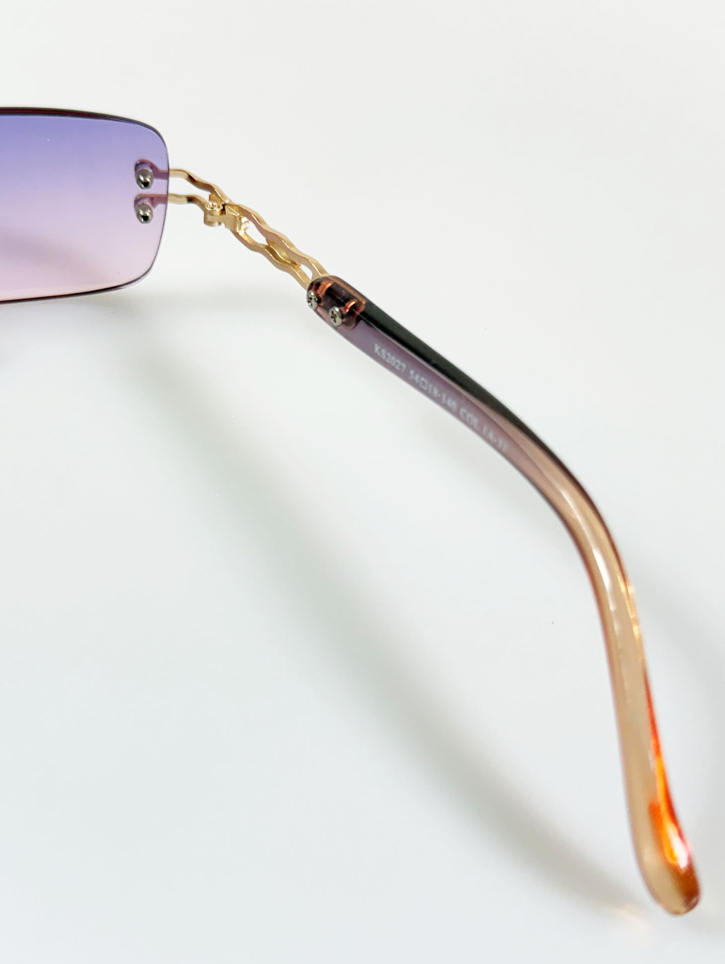90's CROCOKIDS Gold Rimless Square Metal Purple Gradient Sunglasses