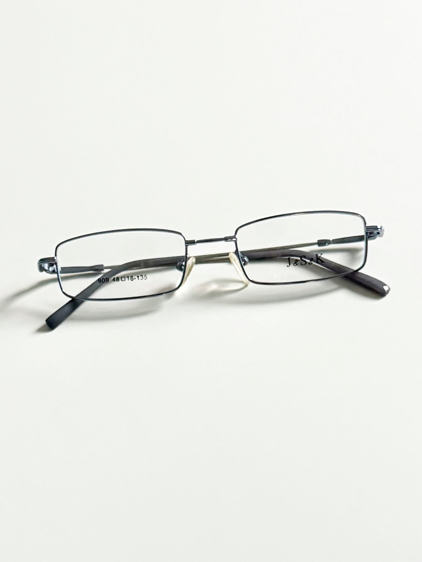 90's J&S&K Blue Slim Square Metal Frame Glasses