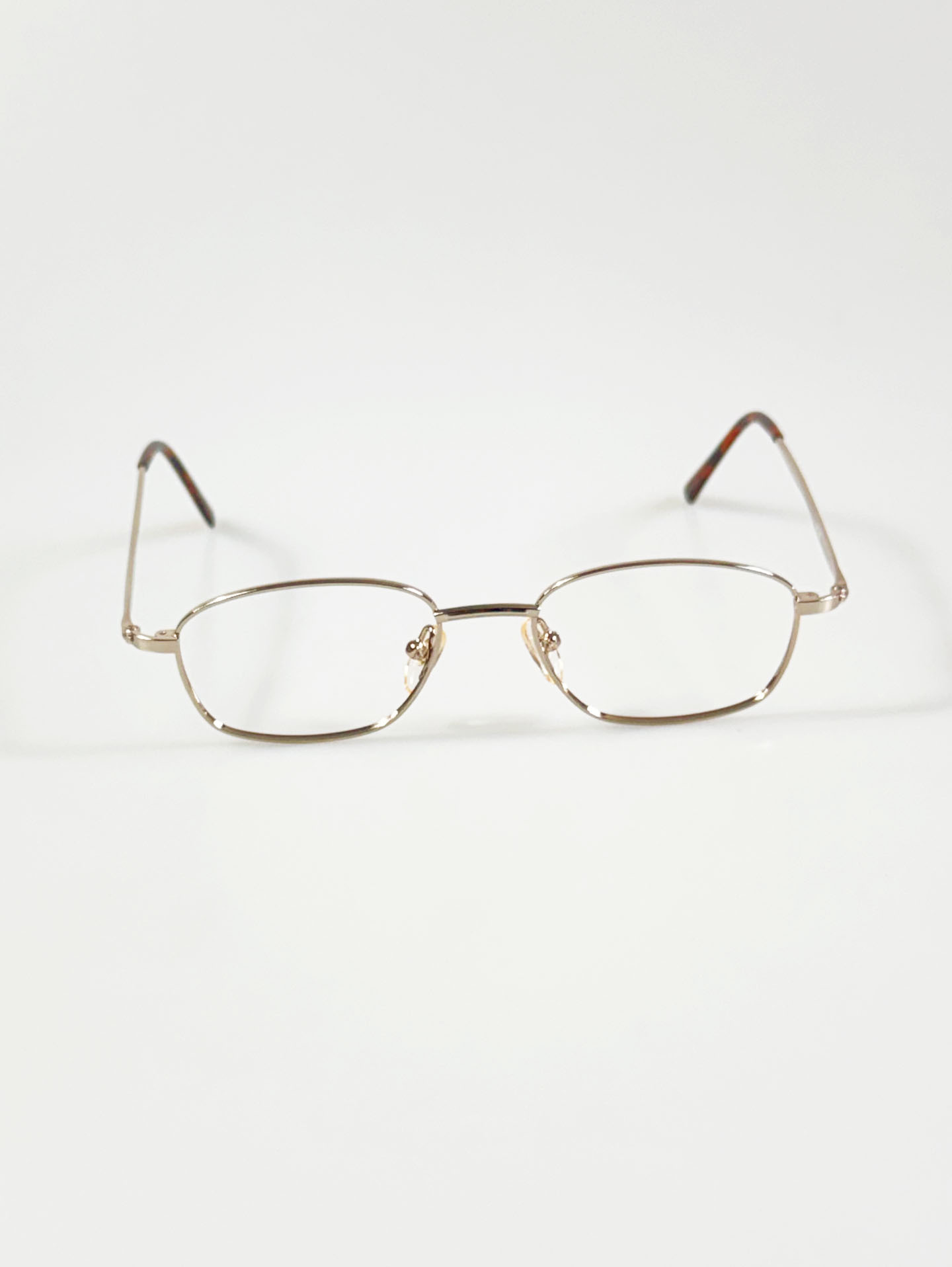 90's EYE WORLD Gold Slim Square Metal Glasses