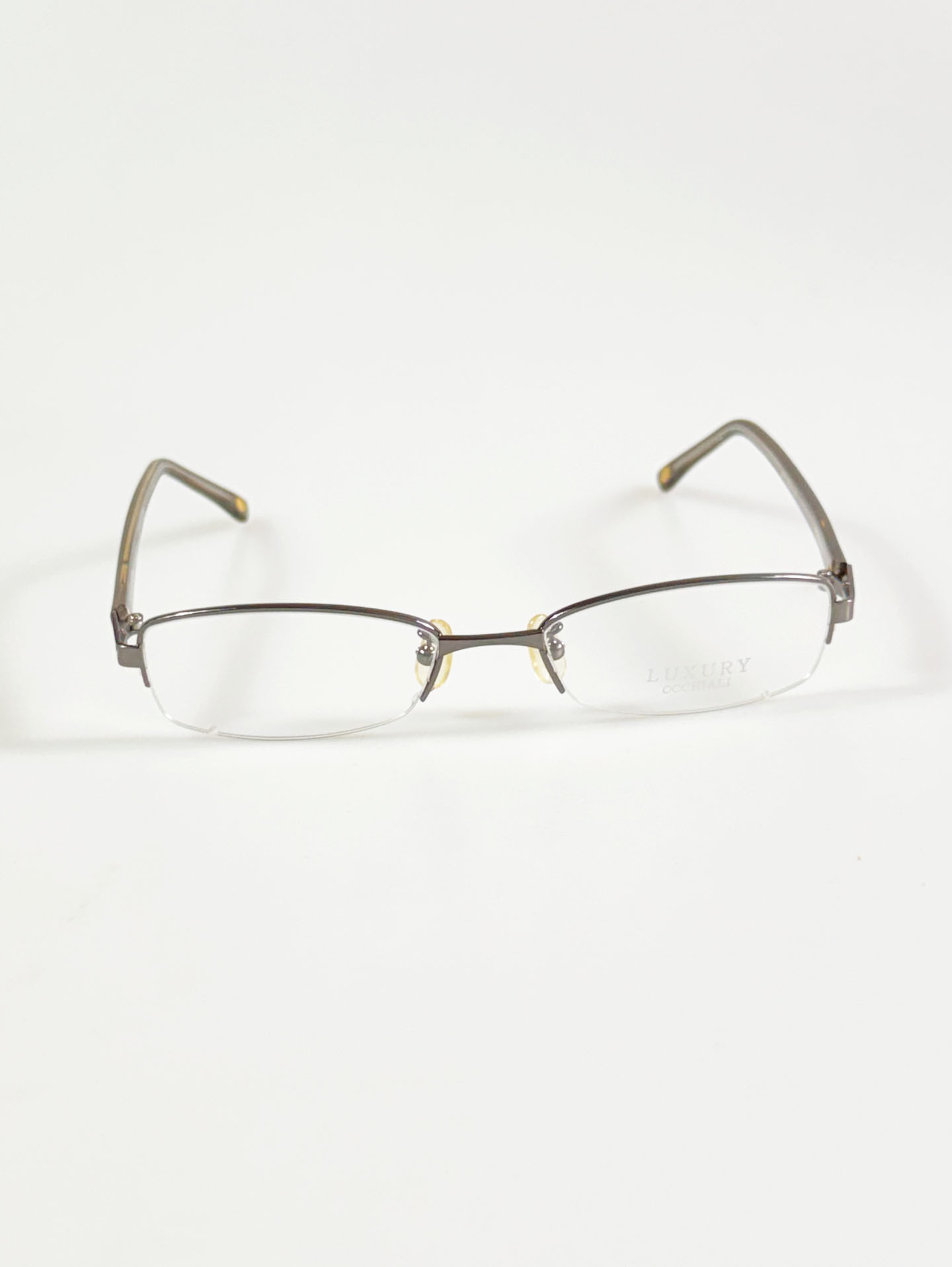 LUXURY EYEWEAR Half-Rim Square Metal Glasses