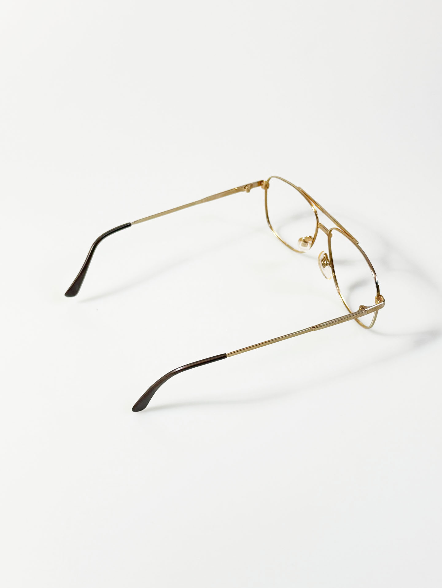 90's CHEVRON Aviator Boeing Gold Metal Frame Glasses