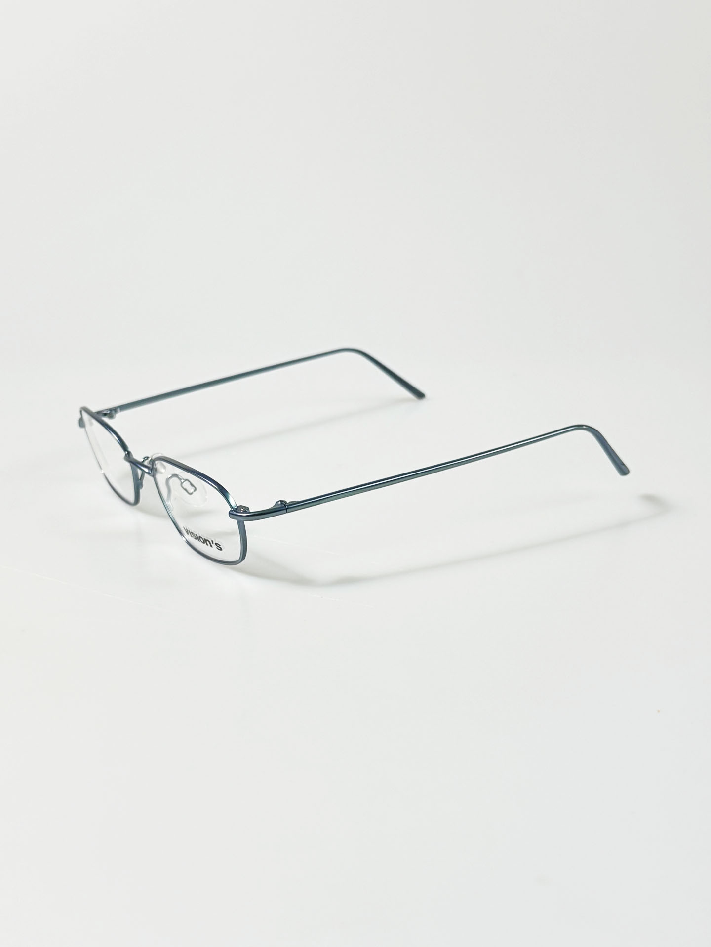 90's VISION'S Blue Slim Square Metal Frame Glasses