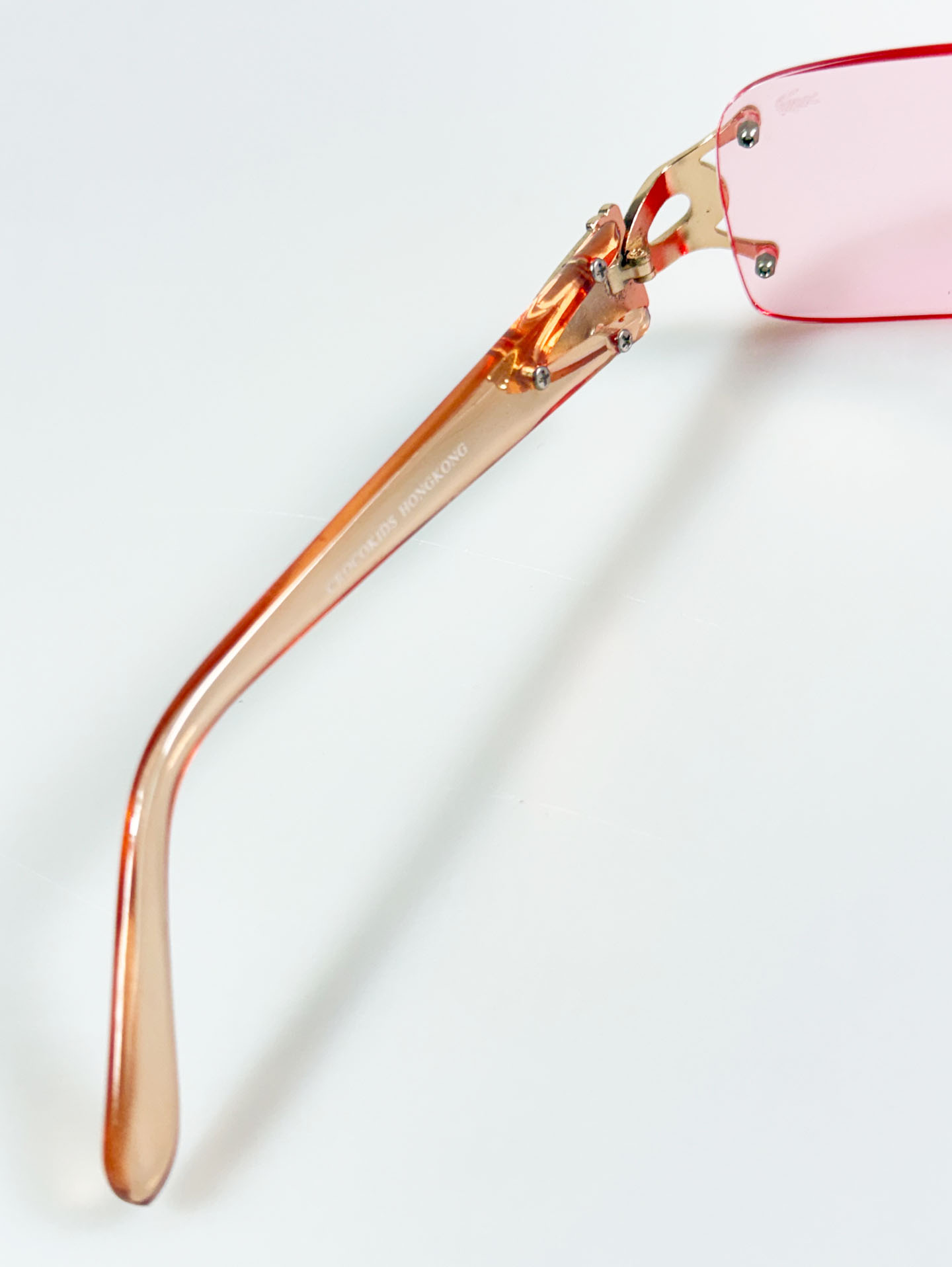 90's CROCOKIDS Pink Rimless Square Metal Tint Sunglasses