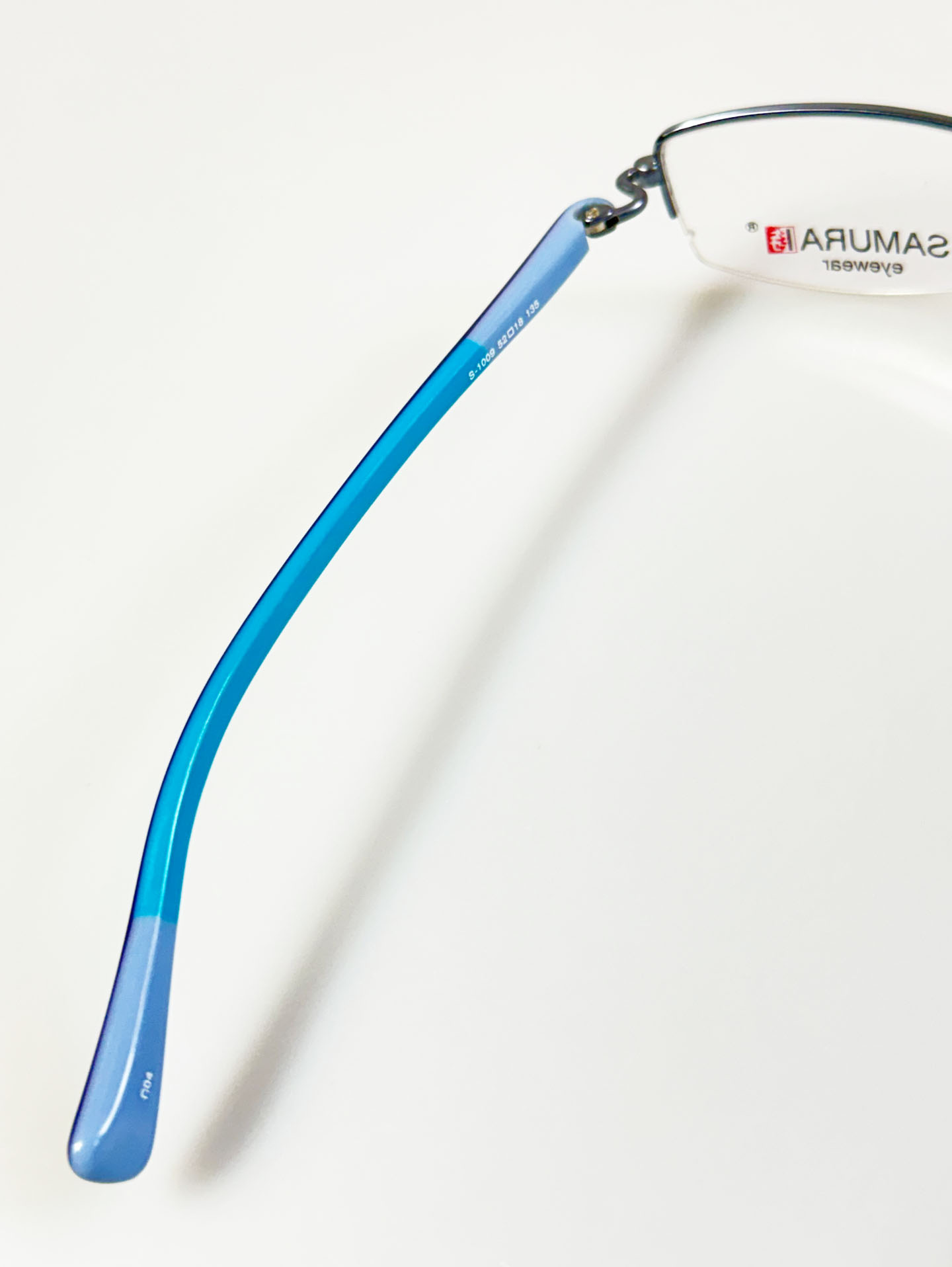 SAMURAI Eyewear Blue Half Rim Square Metal Frame Glasses