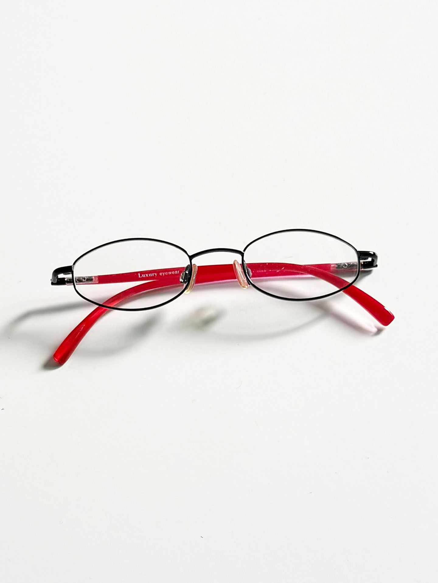 LUXURY EYEWEAR Black Slim Oval Metal Glasses