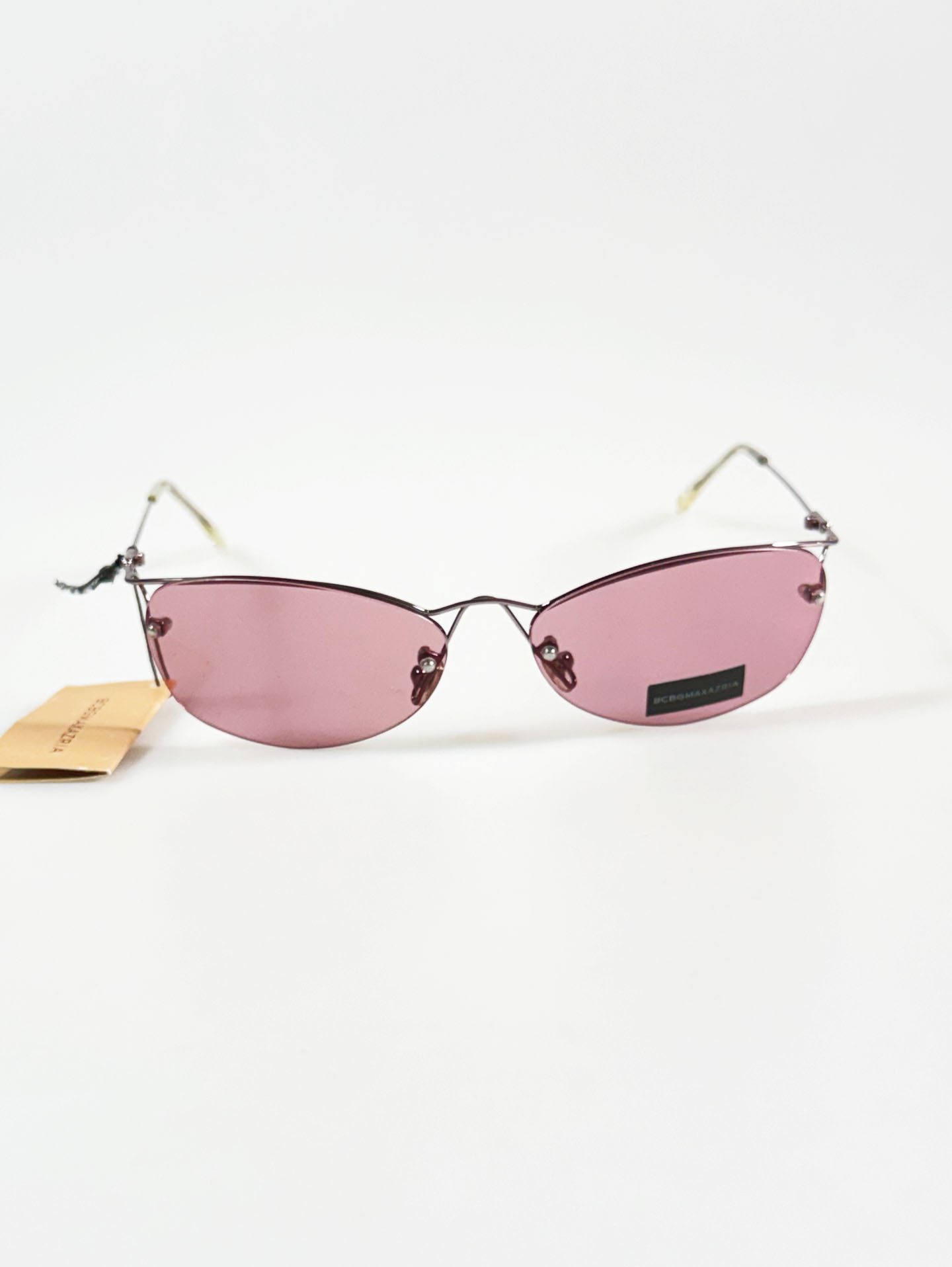 BCBGMAXAZRIA Slim Oval Rimless Metal Tint Sunglasses