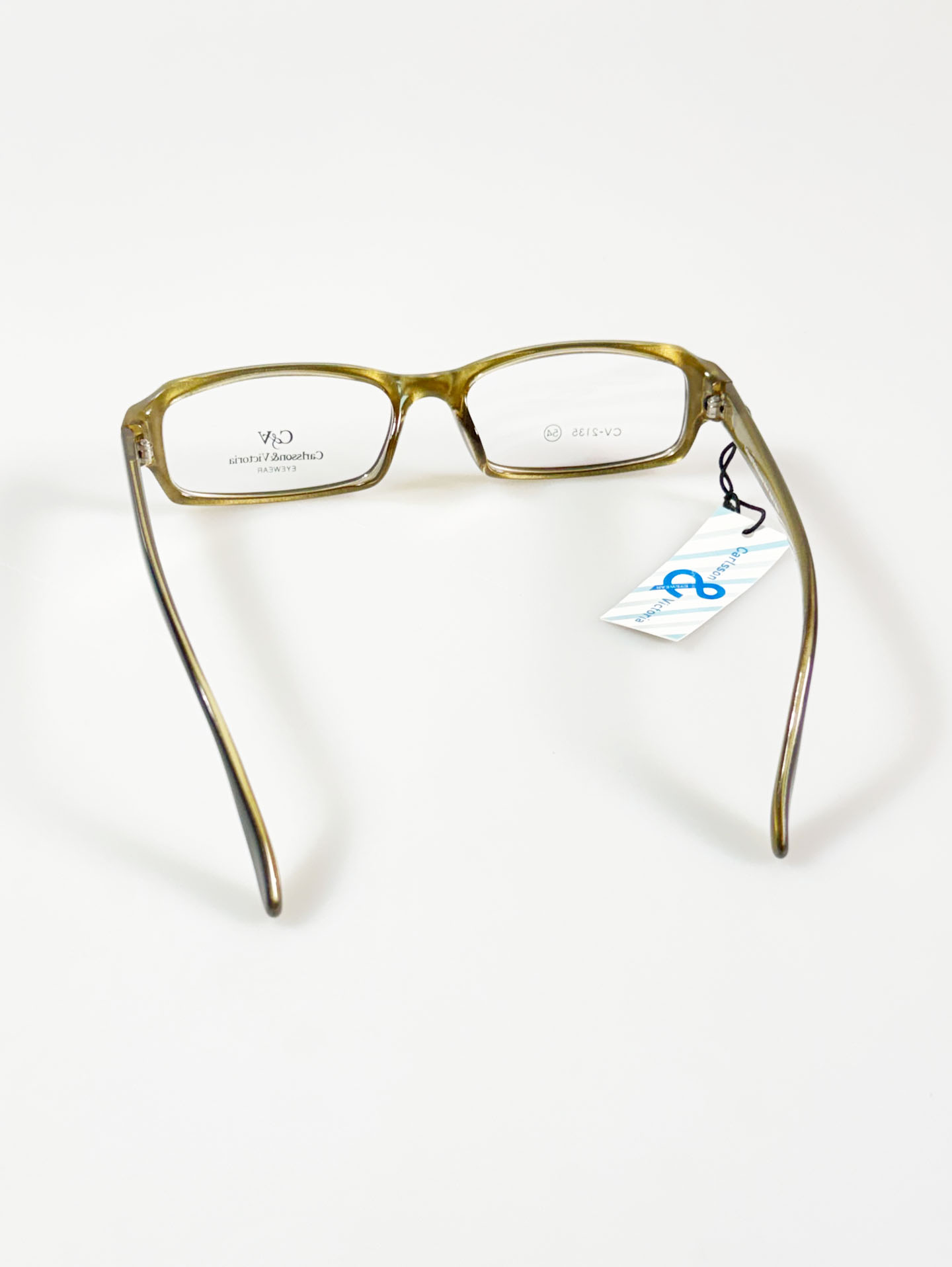 CARLSSON & VICTORIA Black&Olive Square Horn-Rim Glasses