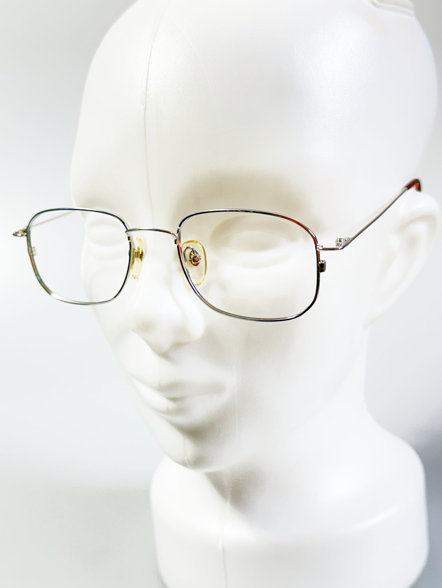 AUOI Silver Slim Square Metal Frame Glasses