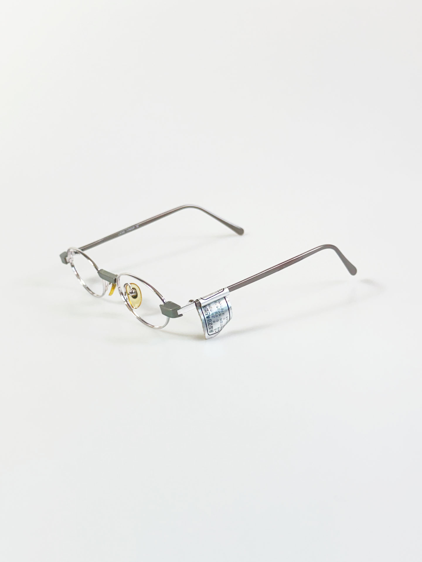 90’s LEAD Slim Oval Block Details Metal Glasses
