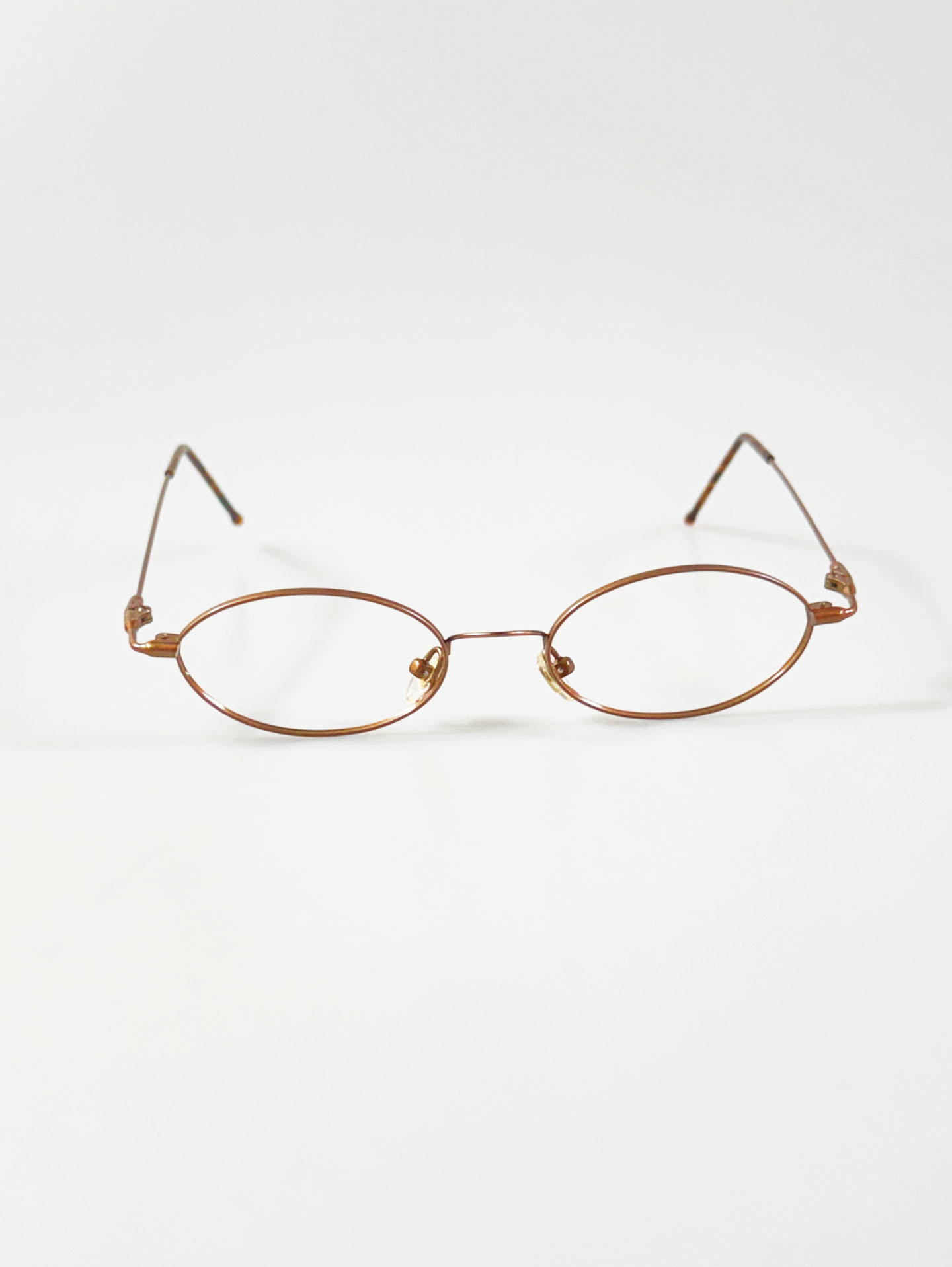 Amber Brown Slim Oval Metal Glasses