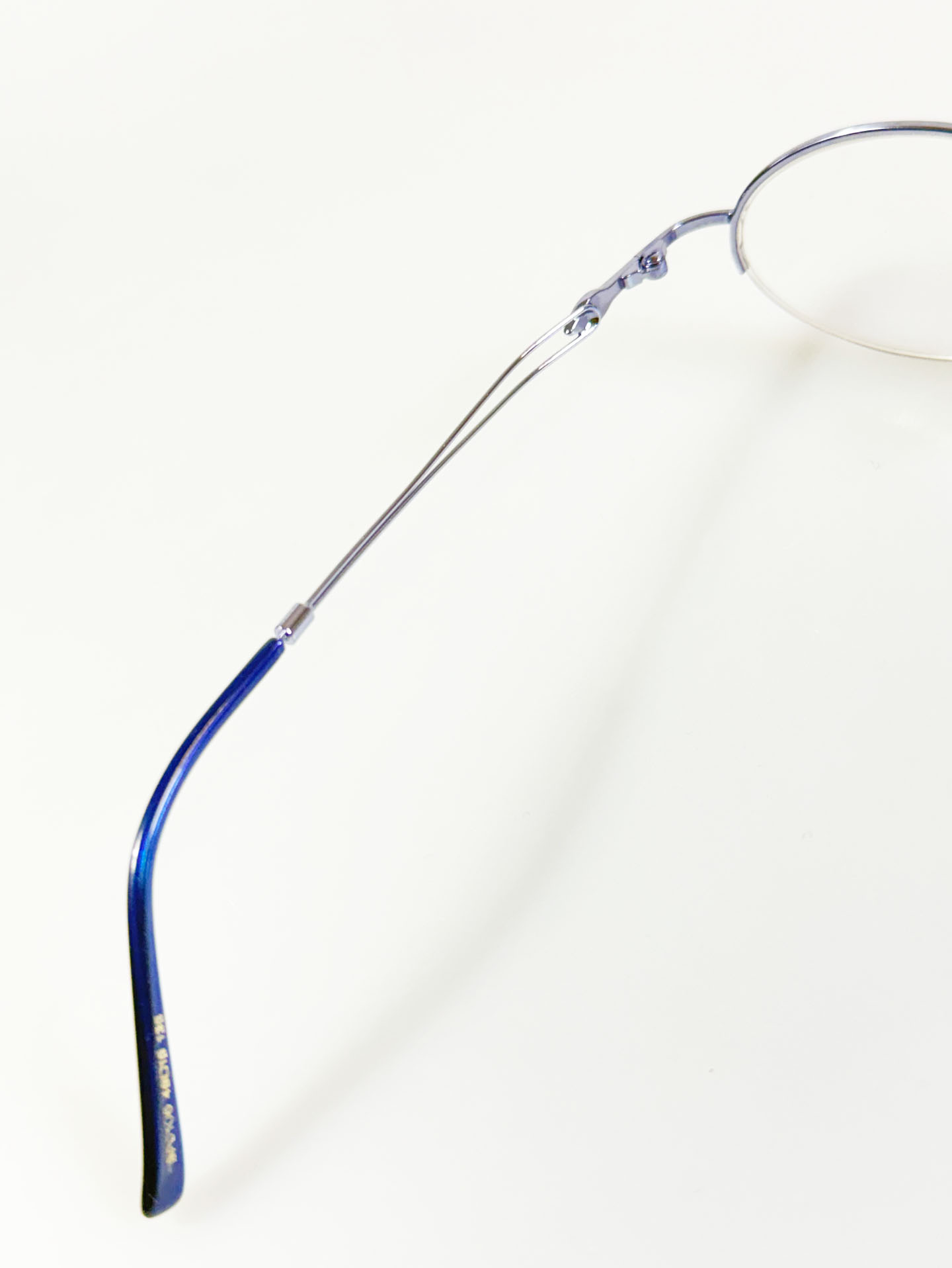IINTOO Slim Oval Half-Rim Light Blue Metal Frame Glasses