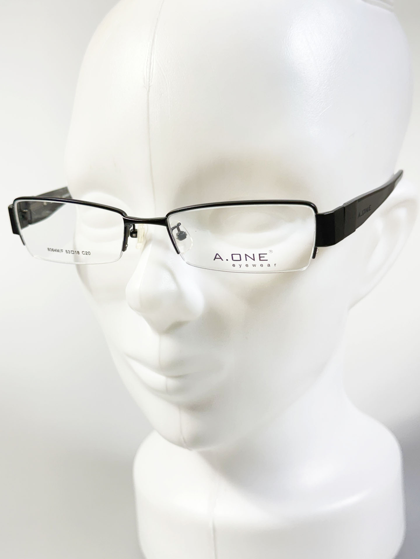 A.ONE Square Half-Rim Black Metal Frame Glasses