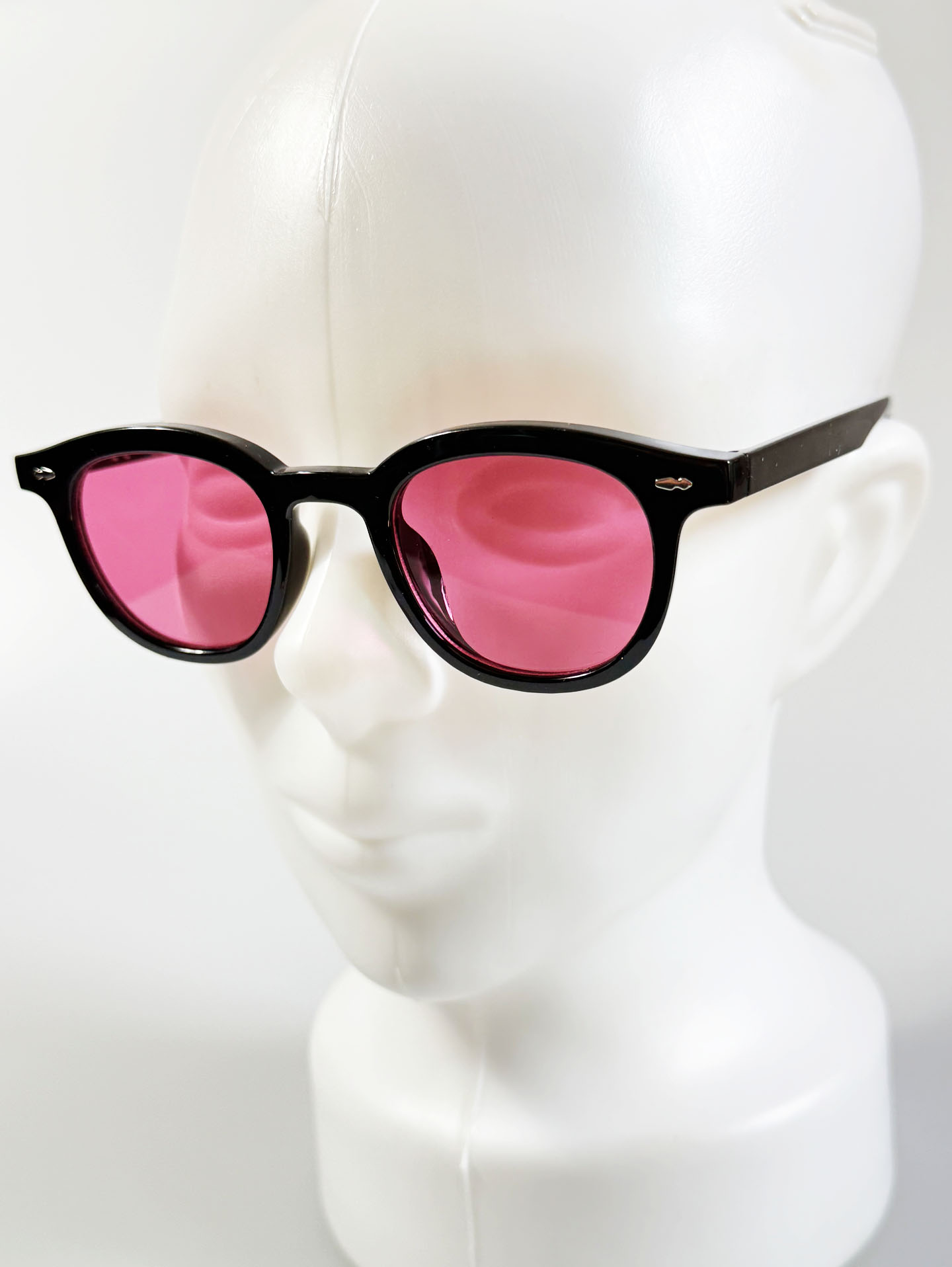 Black Bold Rounded Square Pink Tint Sunglasses
