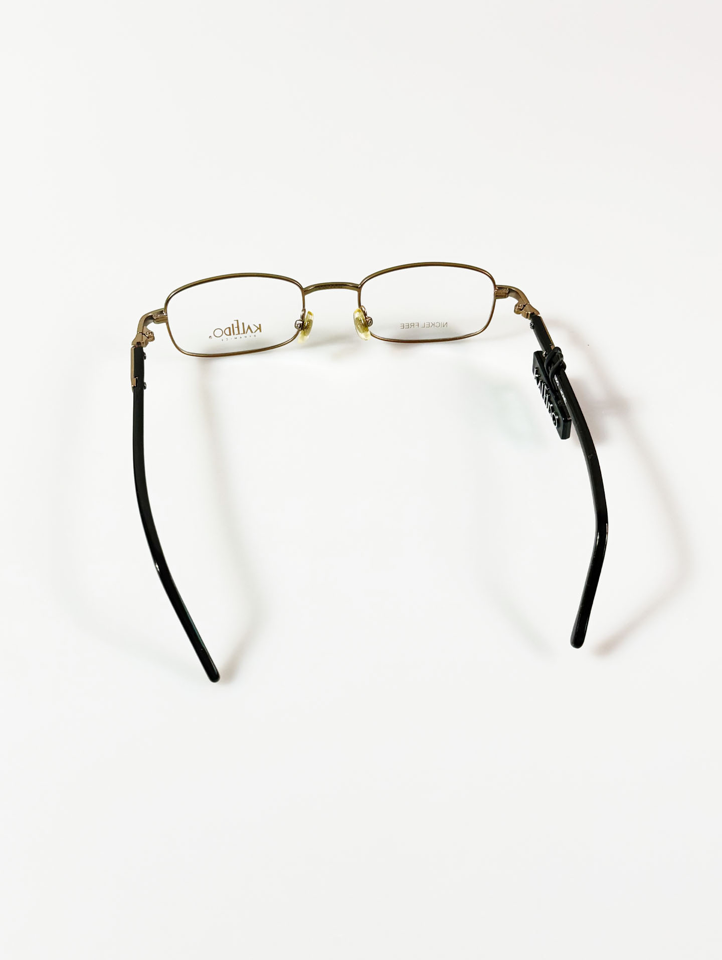 90's KALEIDO Gold Tone Slim Square Metal Frame Glasses