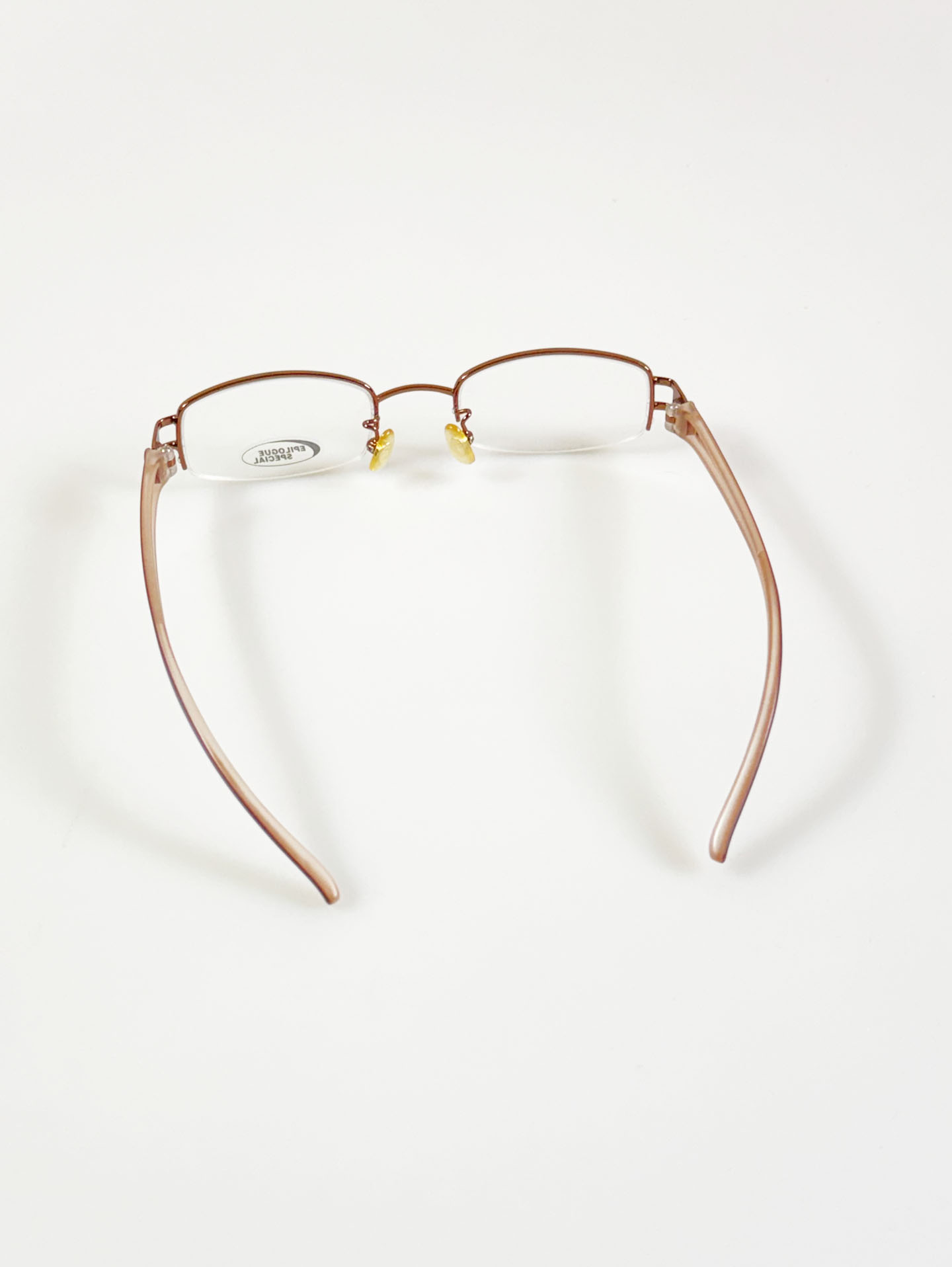 EPILOGUE Brown Half-Rim Square Metal Glasses