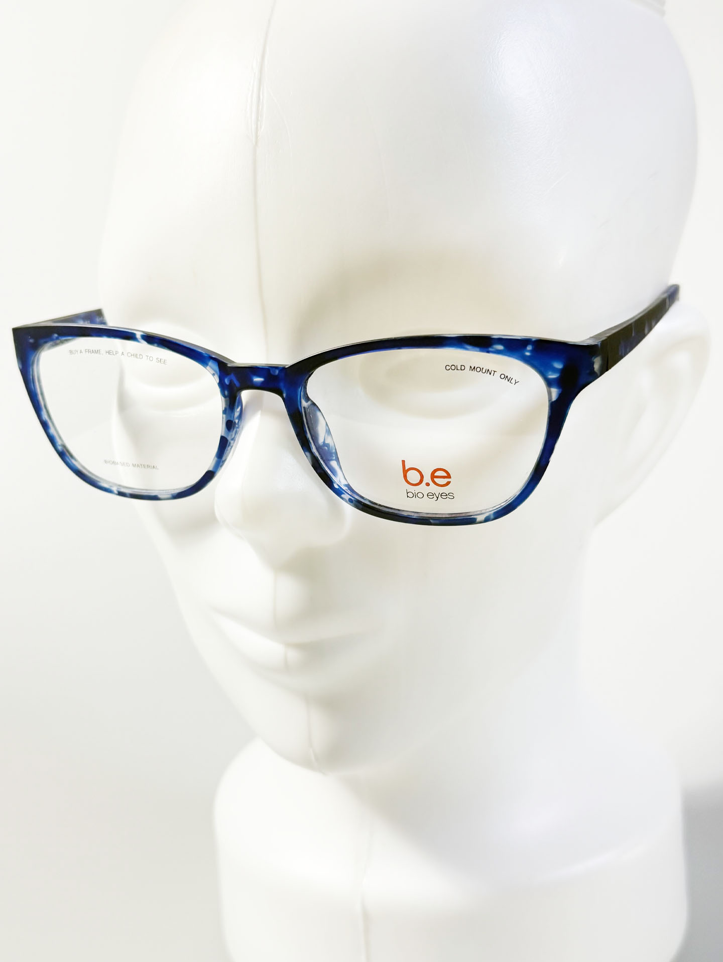 Bie Eyes Blue Marbled Square Horn-Rim Frame Glasses