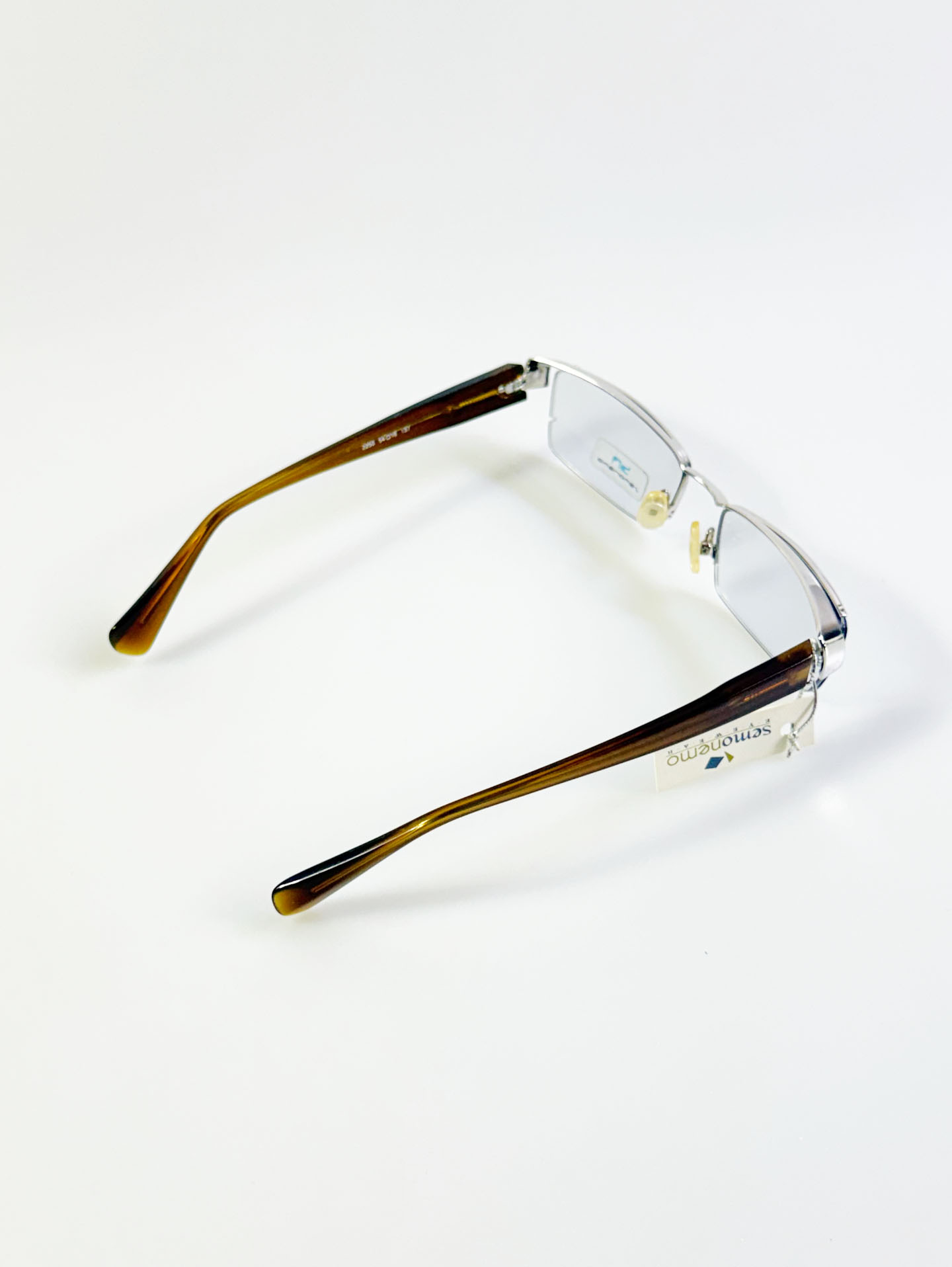 SEMONEMO Silver Half-Rim Square Metal Frame Glasses