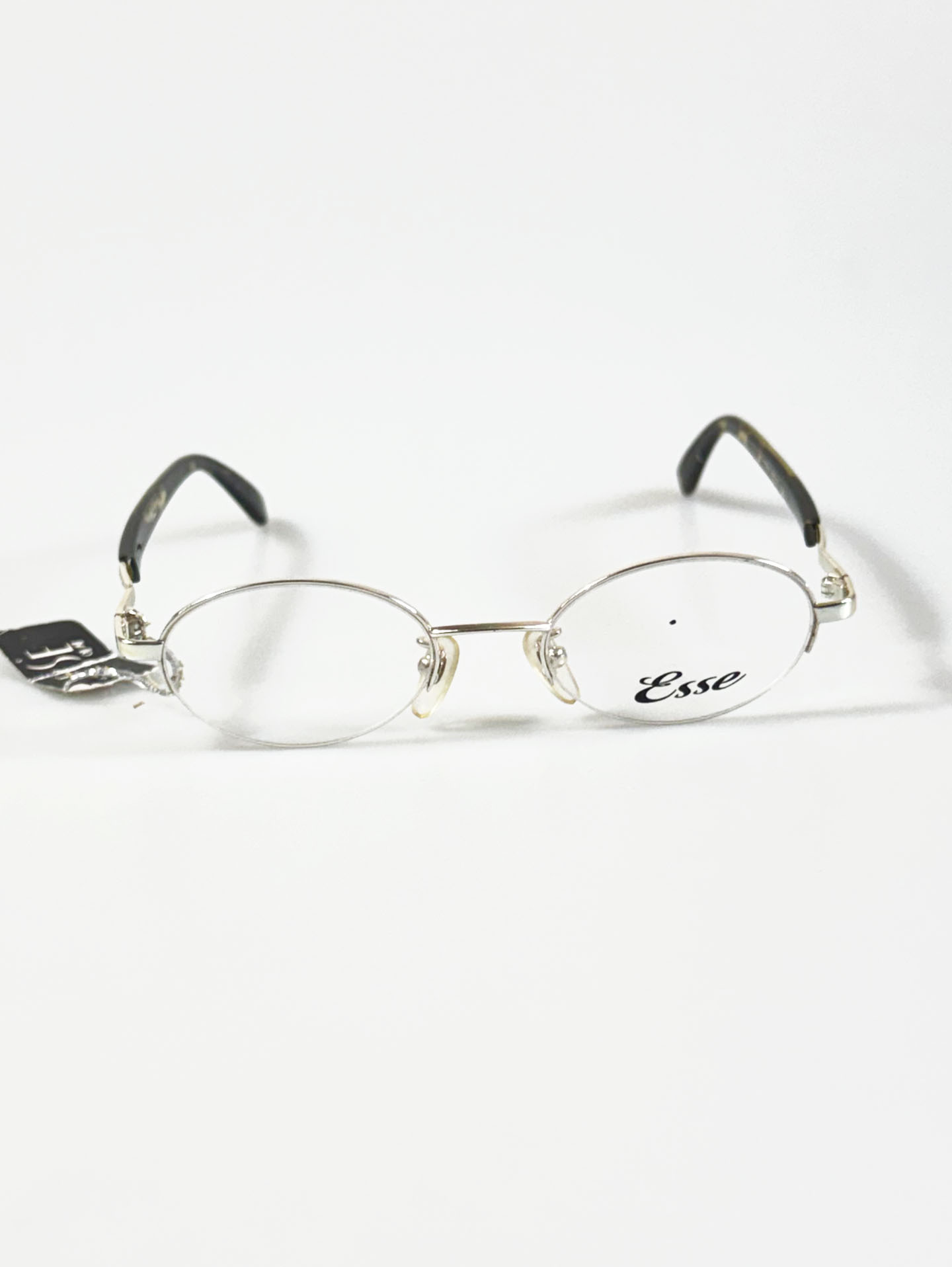 ESSE Silver Metal Semi-Rimless Oval Frame Glasses