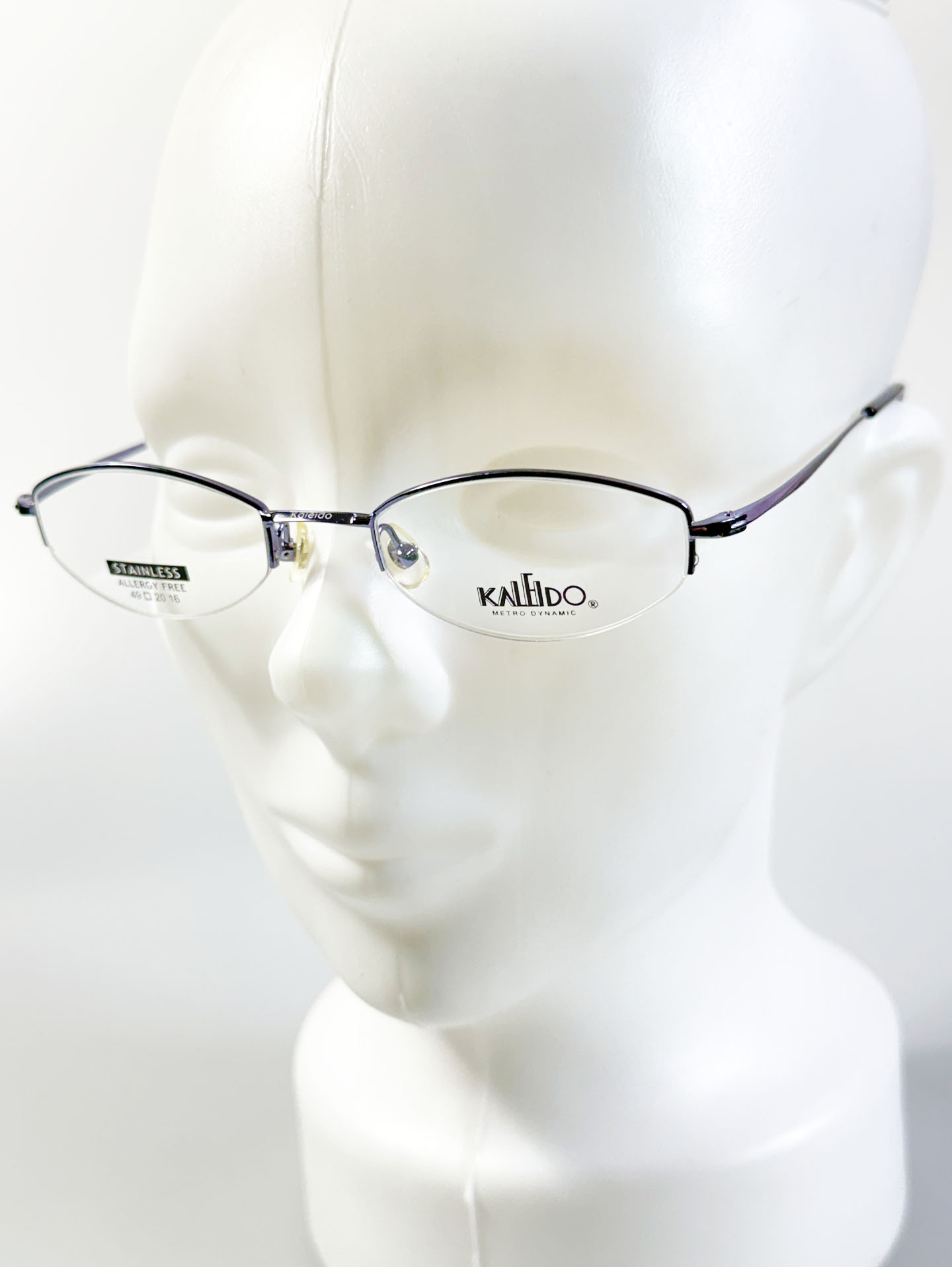 KALEIDO Purple Oval Half-Rim Metal Glasses
