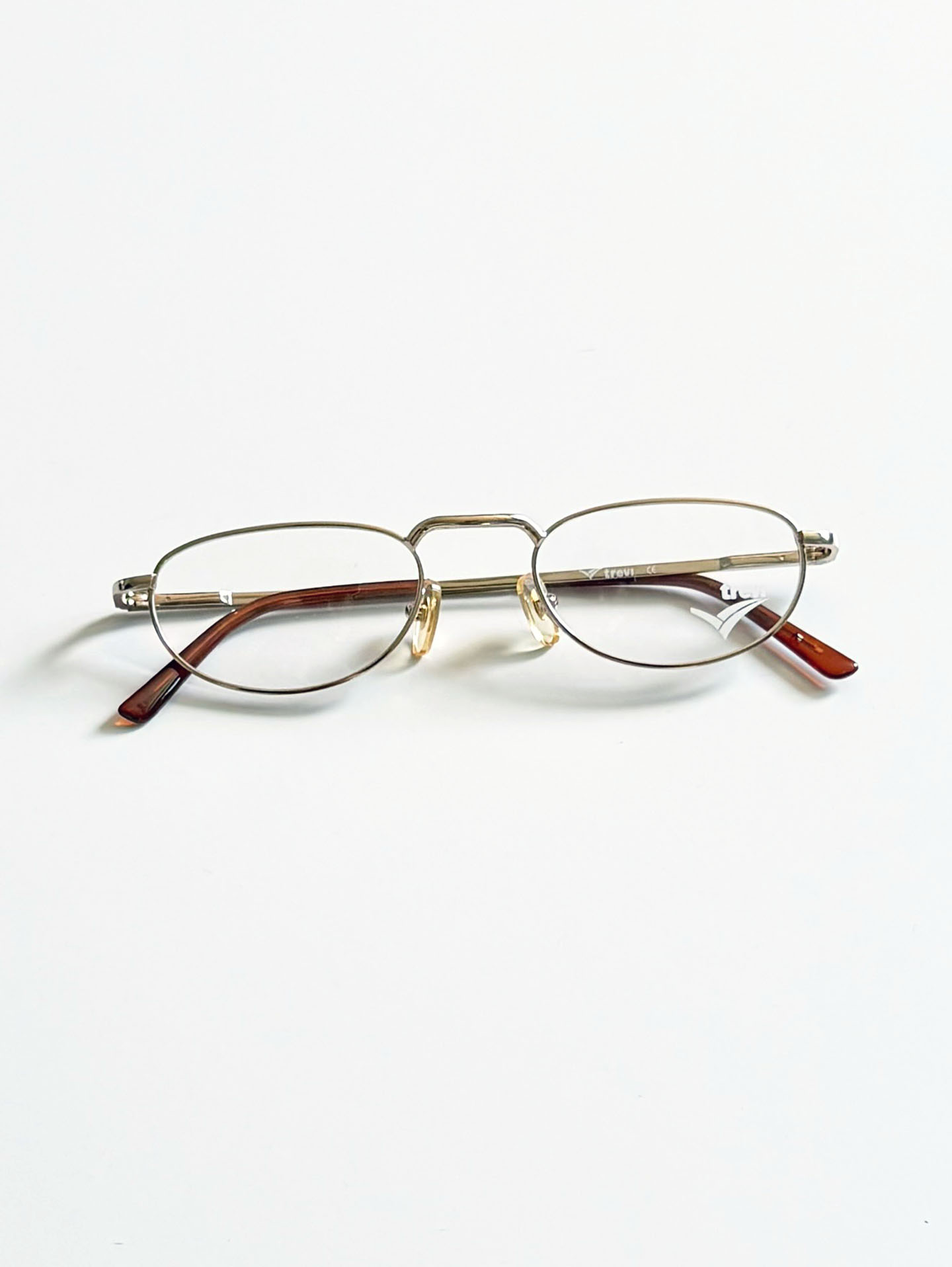 90's TREVI Gold Slim Oval Metal Frame Glasses