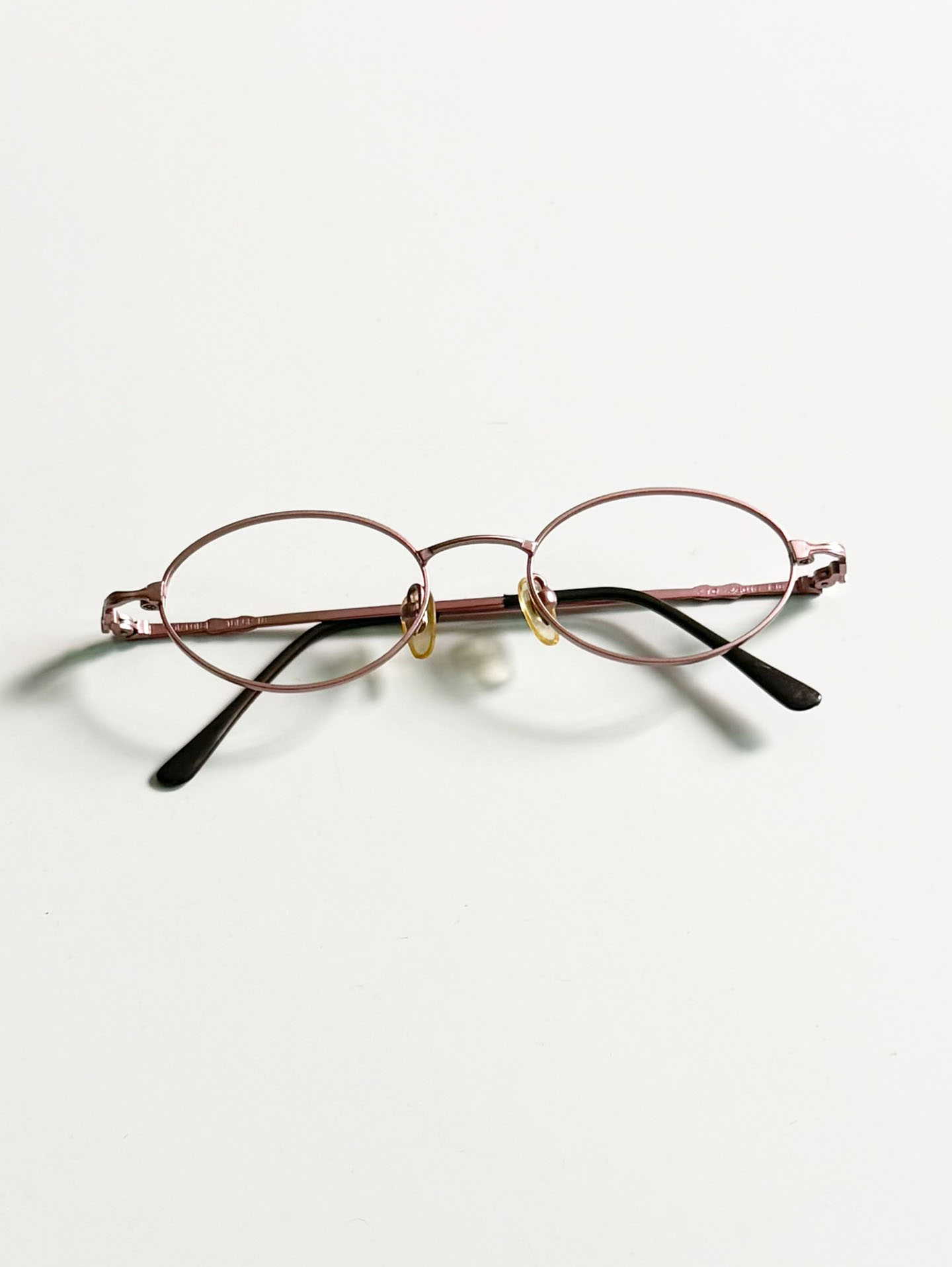 90's TORTOISE Pink Slim Oval Metal Glasses