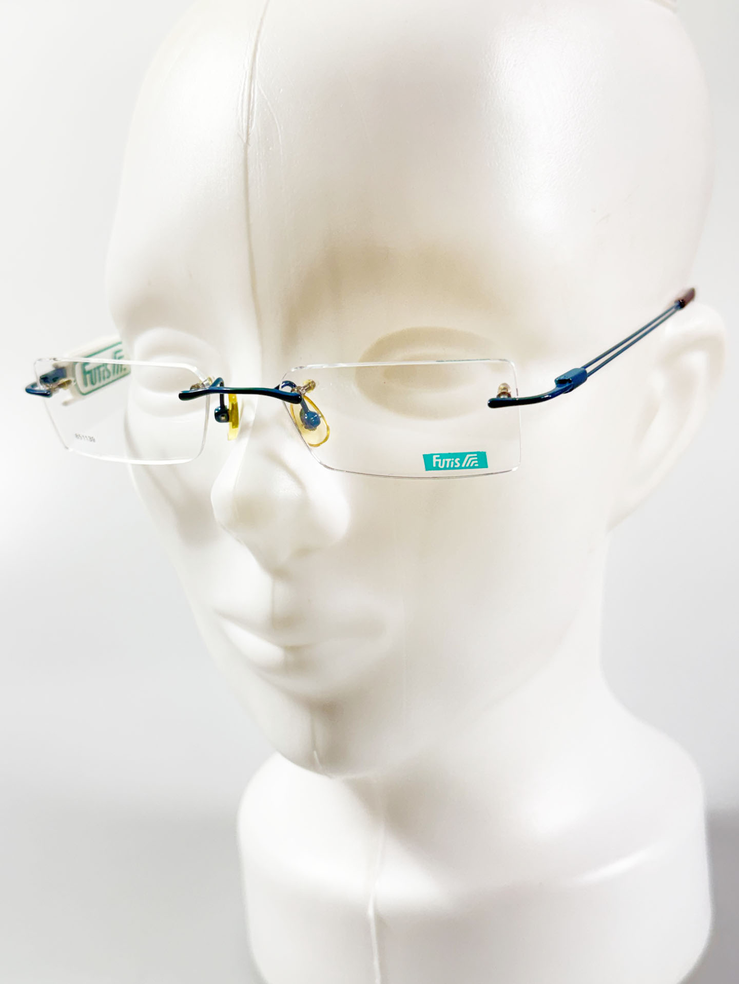 90's FUTIS Blue Rimless Square Metal Glasses