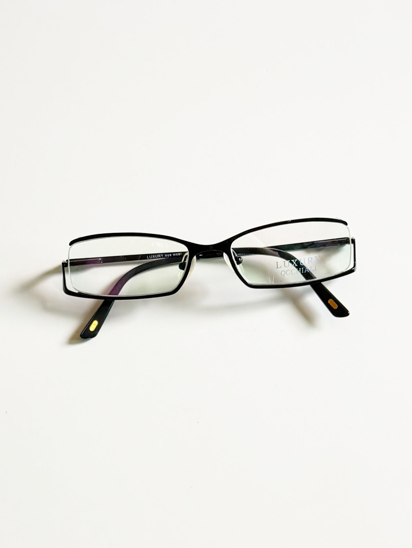 Luxury Occhiali Under-Rim Square Black Metal Frame Glasses