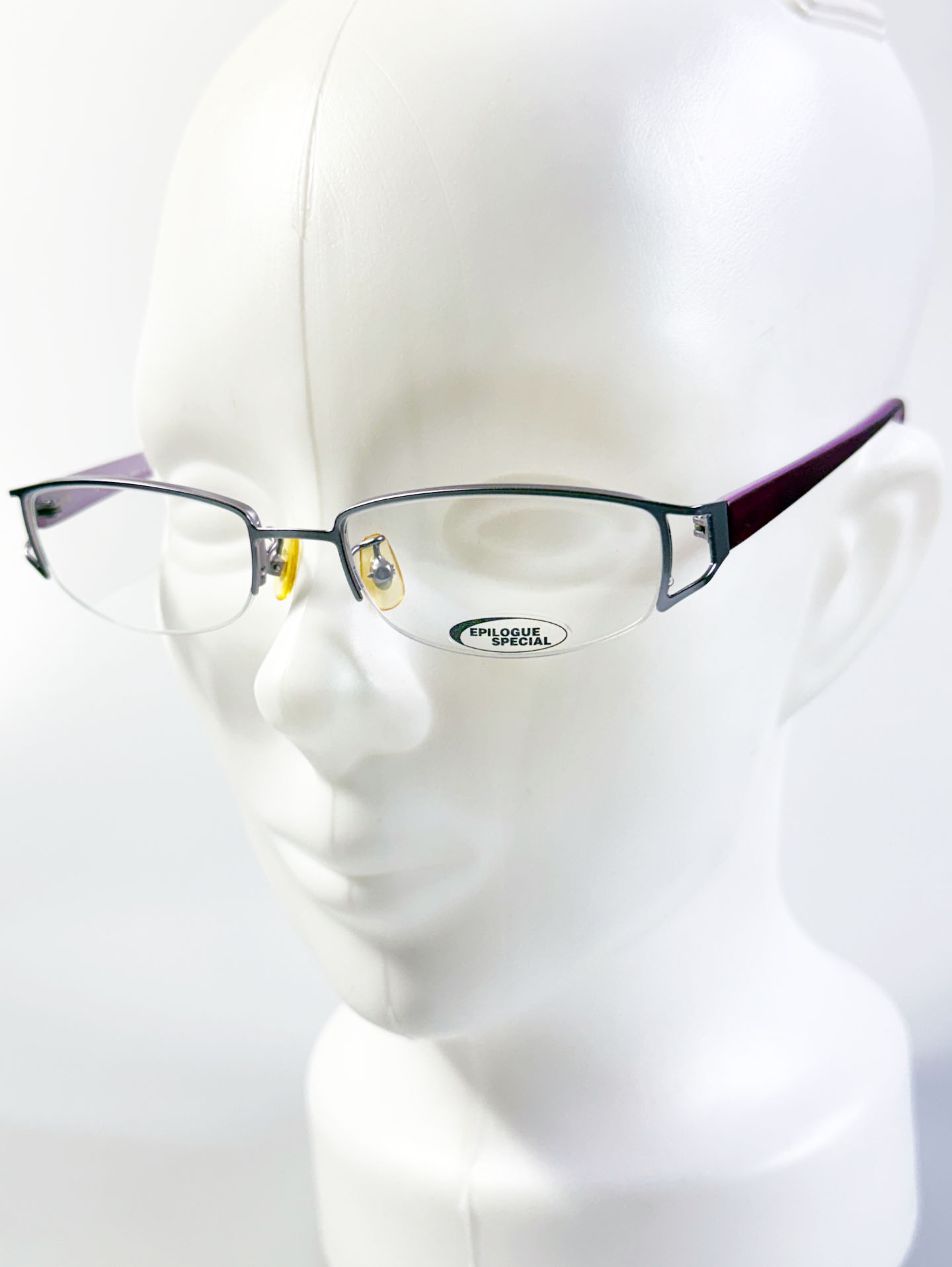 EPILOGUE Lavender Silver Half-Rim Square Metal Glasses