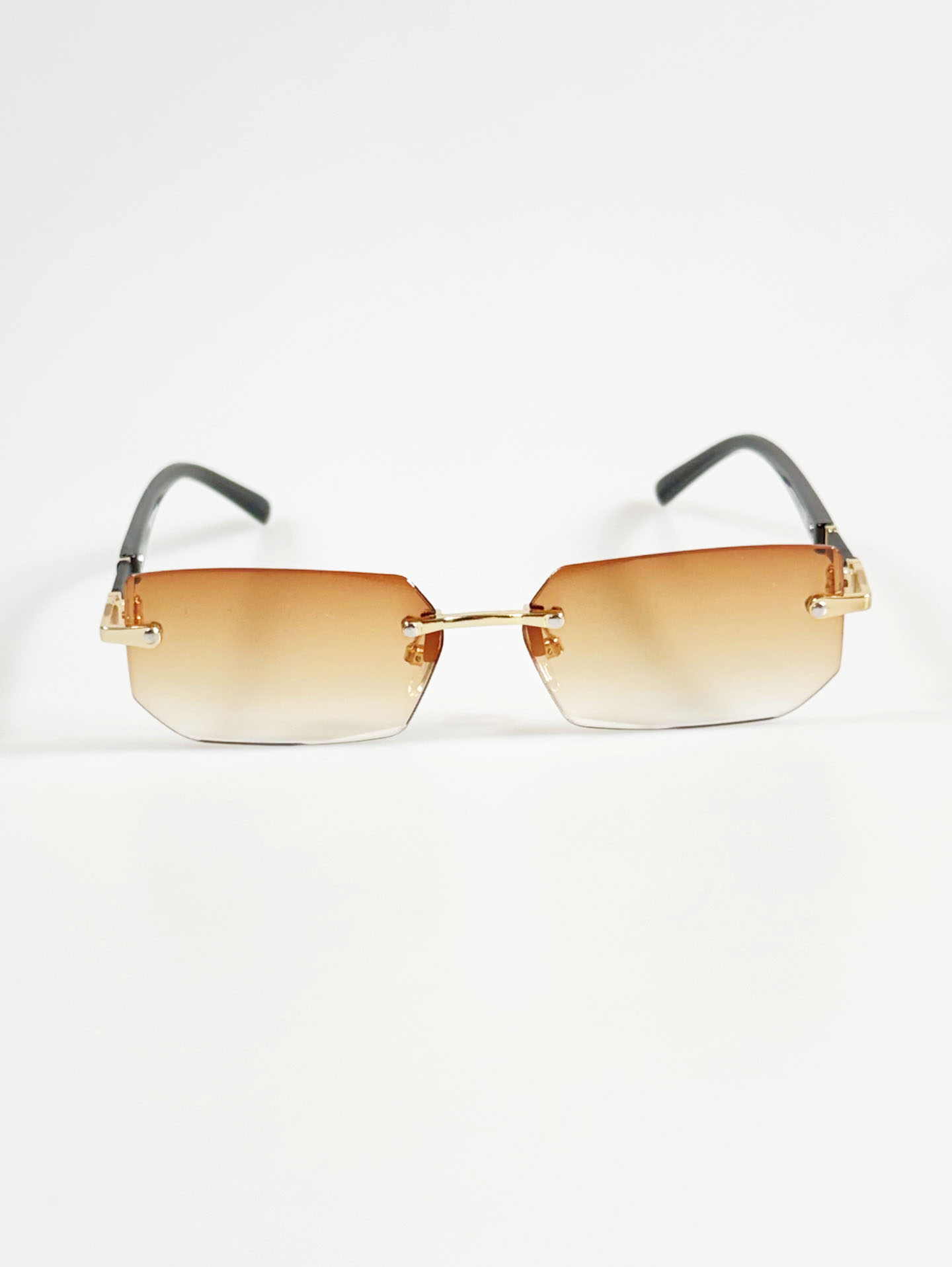 Gold Rimless Square Gradient Tint Sunglasses