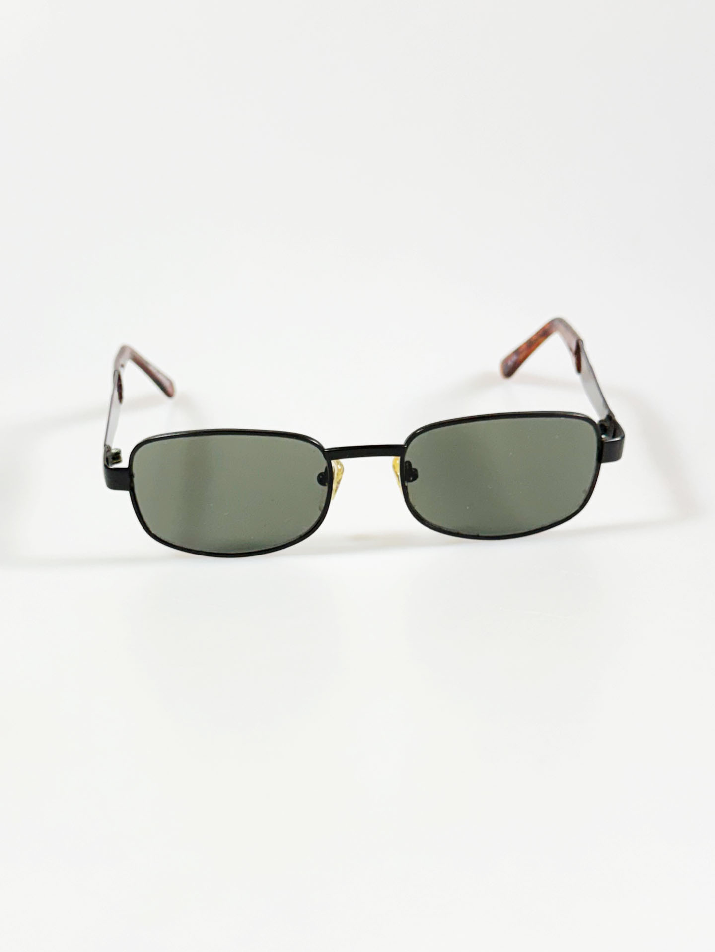90's LOUIS MASTER Black Slim Square Metal Frame Sunglasses