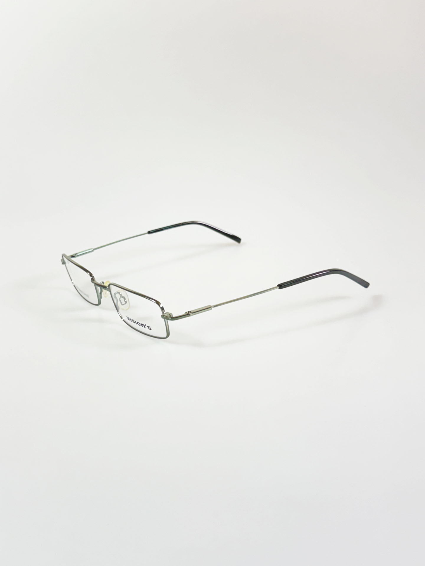 VISION’S Slim Square Light Green Silver Metal Frame Glasses