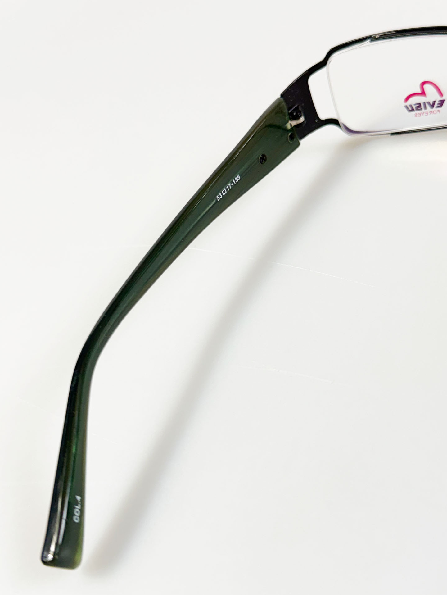 EVISU Black & Dark Green Slim Square Combination Frame Glasses