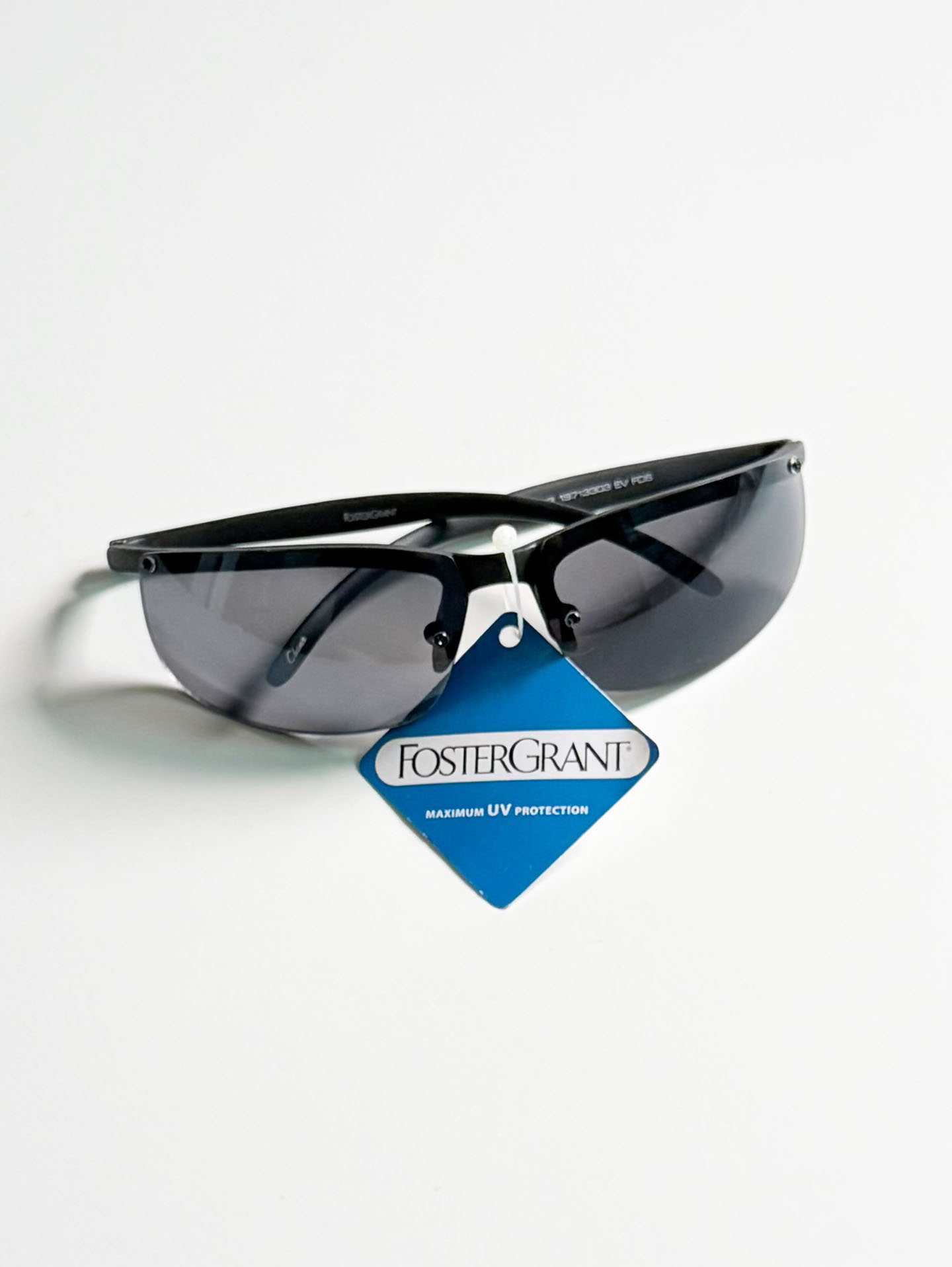 FOSTER GRANT Matte Black Semi-Rimless Square Sunglasses