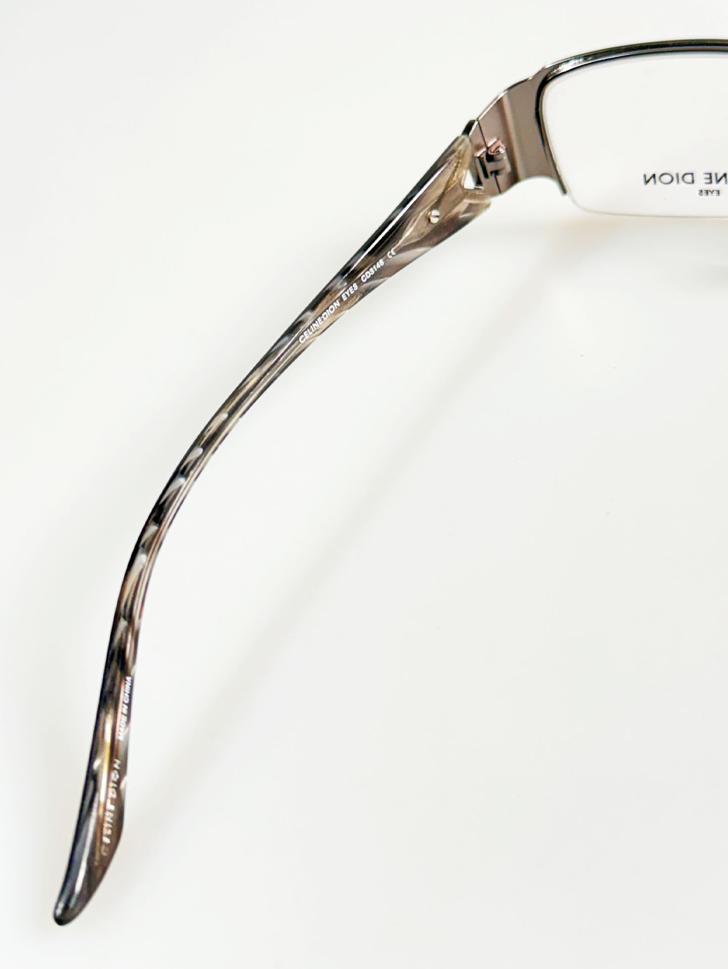 CELINE DION Slim Square Semi-Rimless Metal Glasses