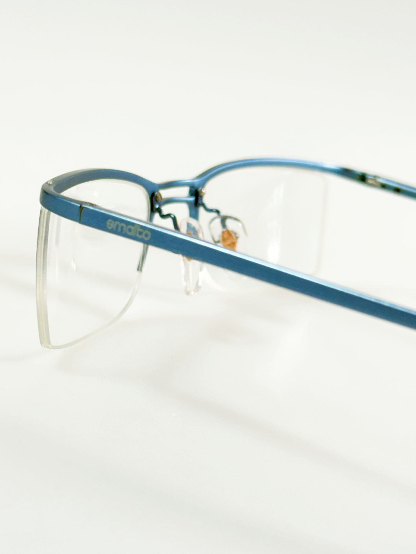 FRANCESCO SMALTO Blue Semi-Rimless Square Metal Glasses