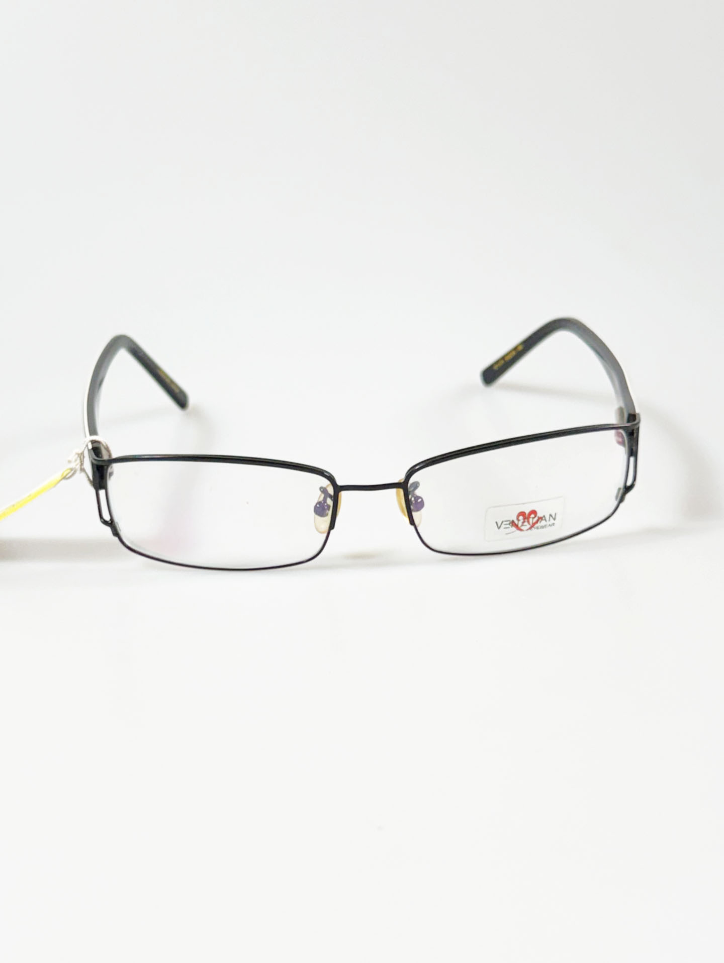 VENETIAN Black Slim Square Metal Frame Glasses