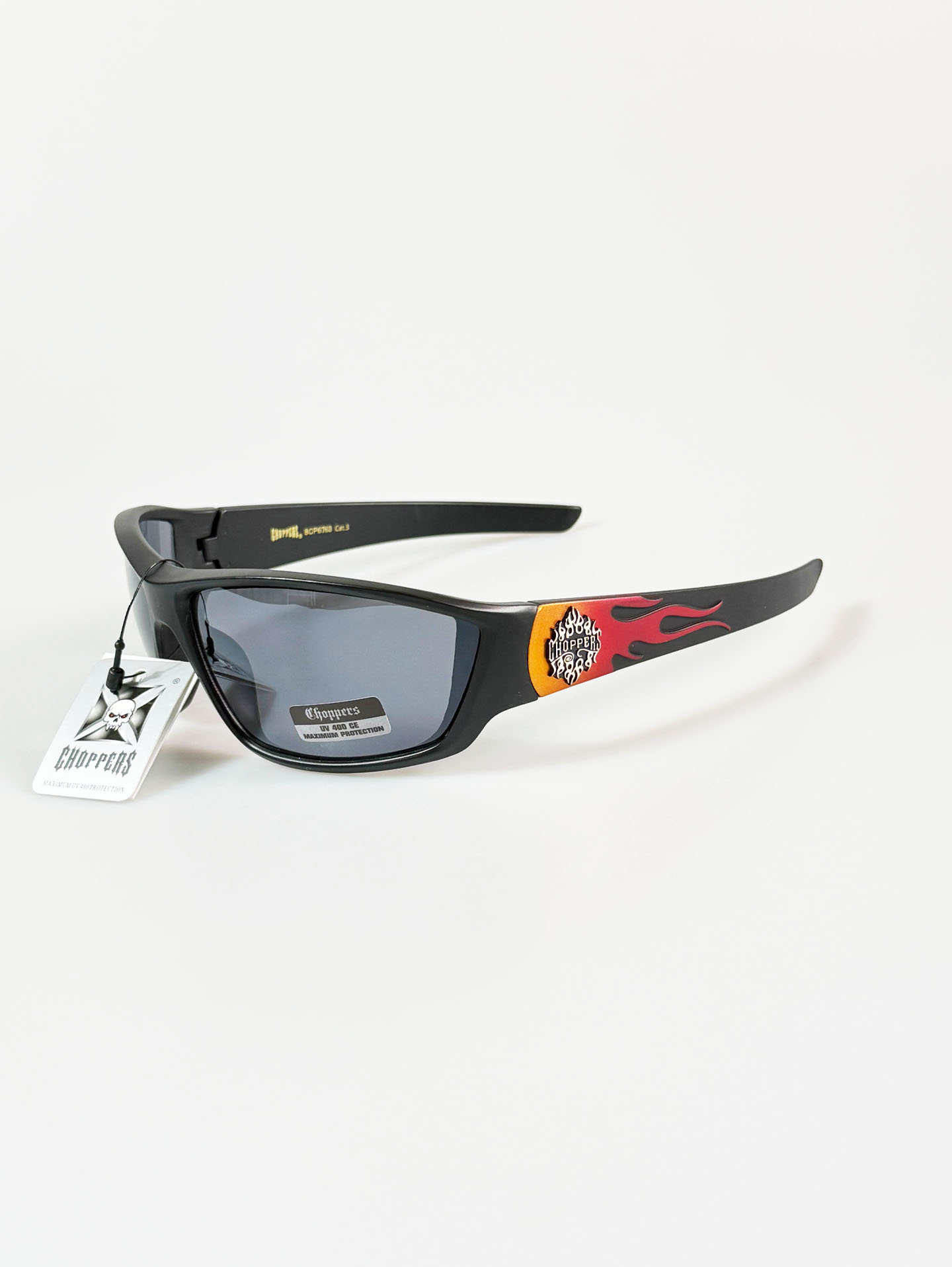 CHOPPERS Wraparound Matte Black Square Frame Sunglasses
